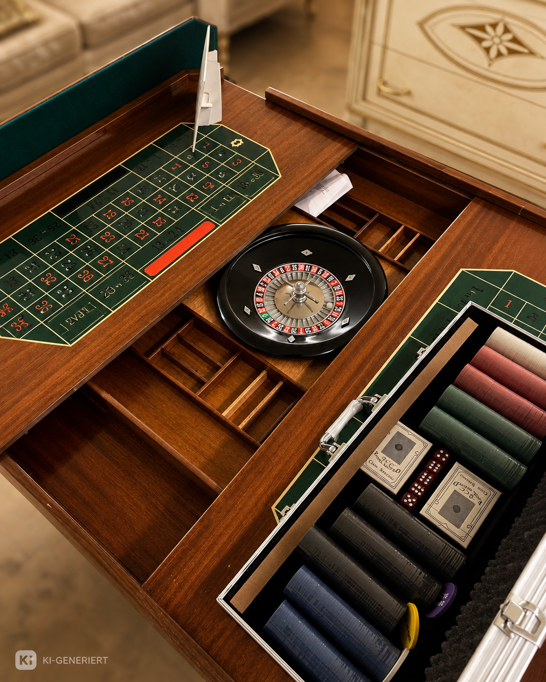 Luxuriöser multifunktionaler Spieltisch aus Holz – 92 × 92 cm