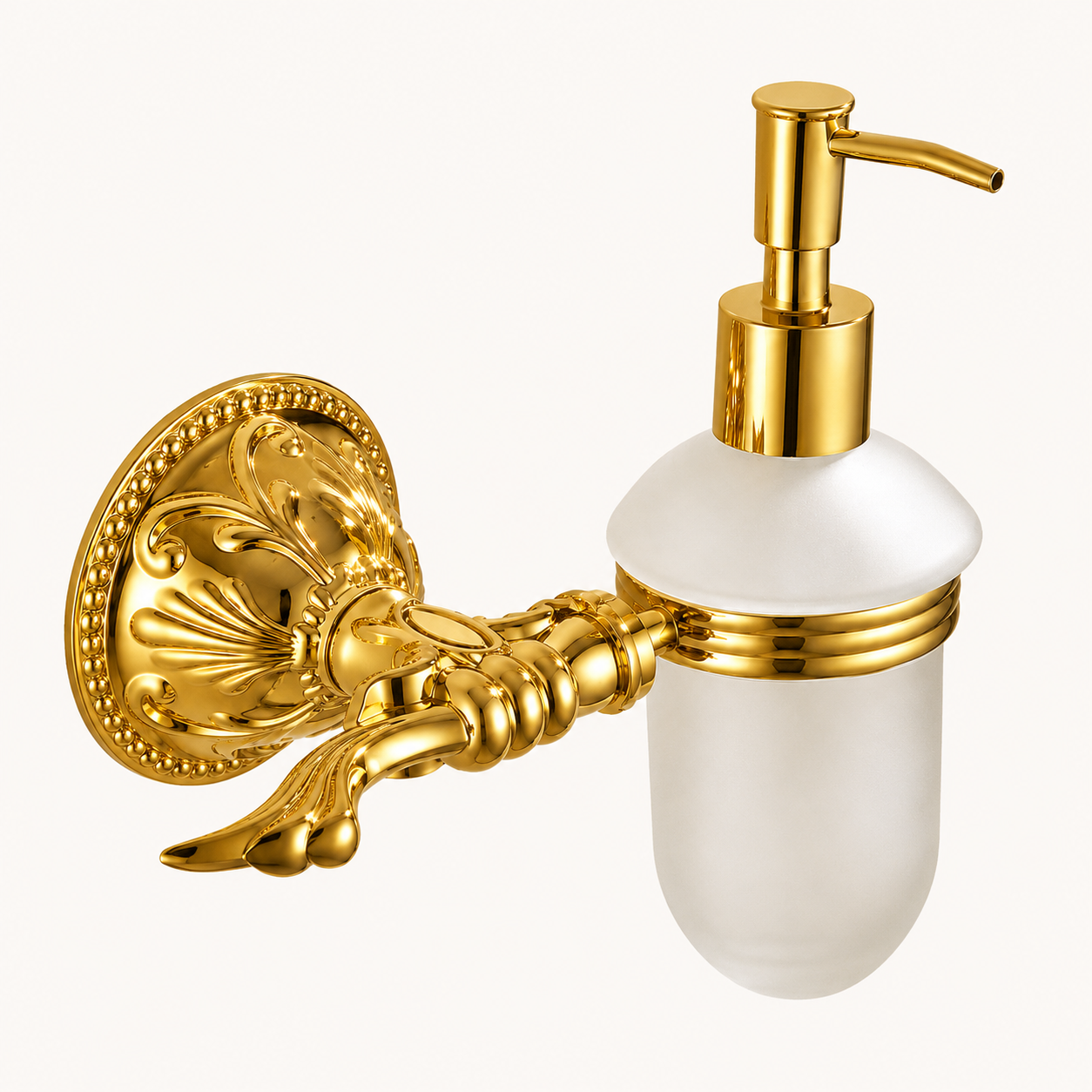 Luxus Seifenspender mit Wandhalterung aus Messing Esclusivo - nachfüllbar, gold poliert, rostfrei - 350ml