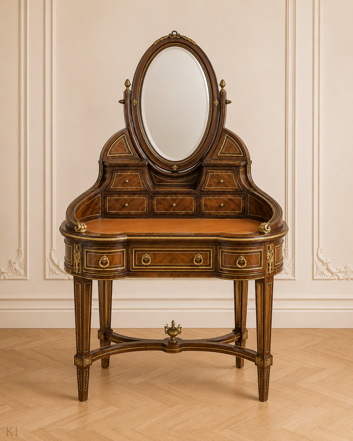 Eleganter Toiletten- & Schminktisch mit Spiegel im klassischen Stil