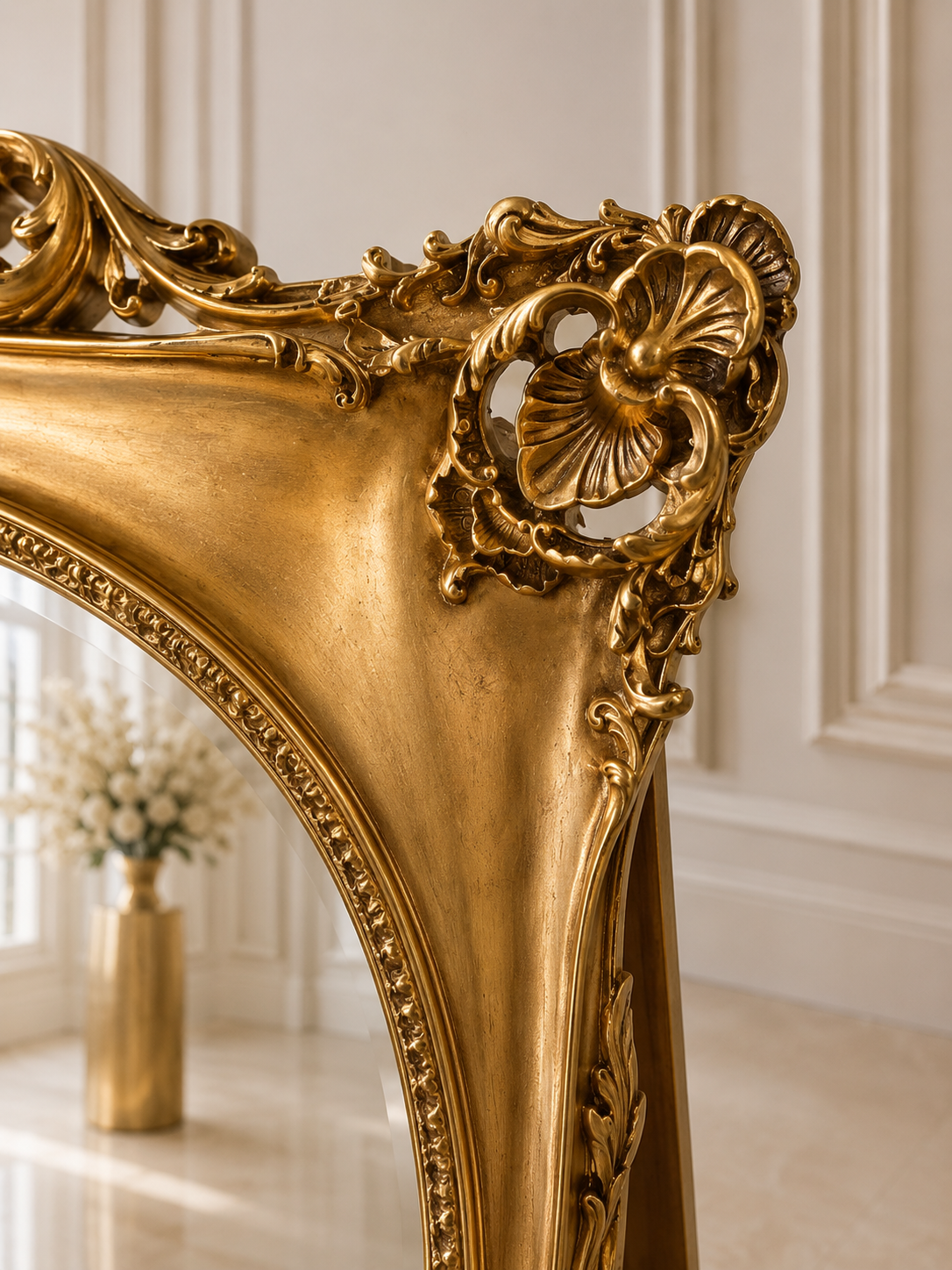 Prunkvoller Standspiegel im Barockstil in Antikgold – 90 × 180 cm