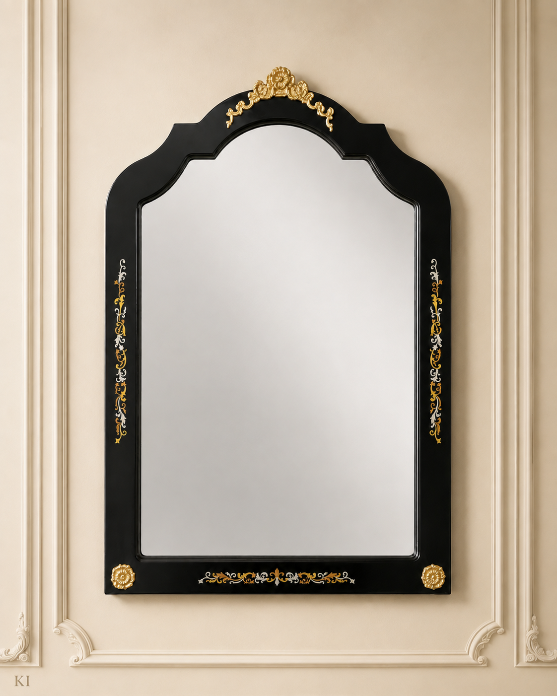 Eleganter Wandspiegel Schwarz-Gold – Klassisches Design | 82 × 55 cm