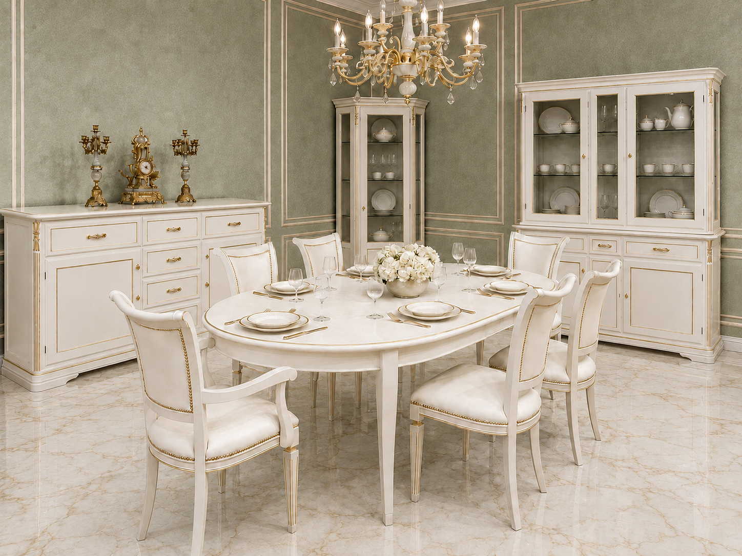 Esszimmer Sofia – Klassische Eleganz in Creme und Gold