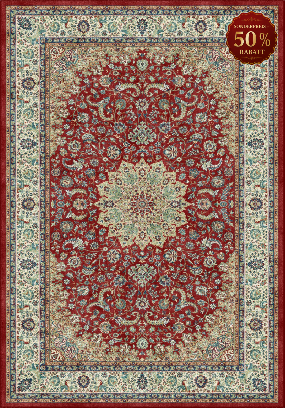 Teppich Orient Muster 144 Rot Beige Rosa mit Fransen
