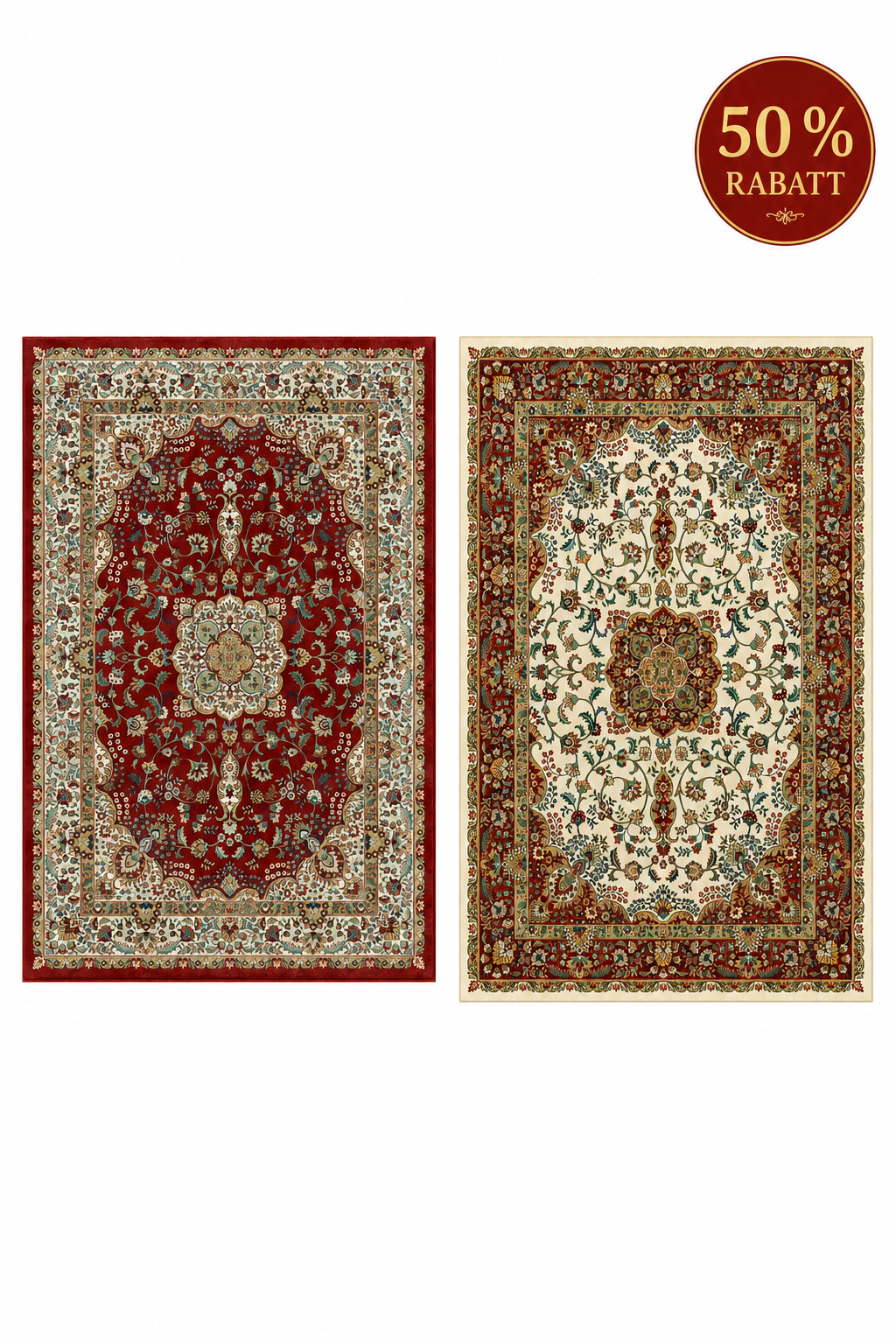 Teppich Orient Muster 184 Rot Beige Rosa mit Fransen