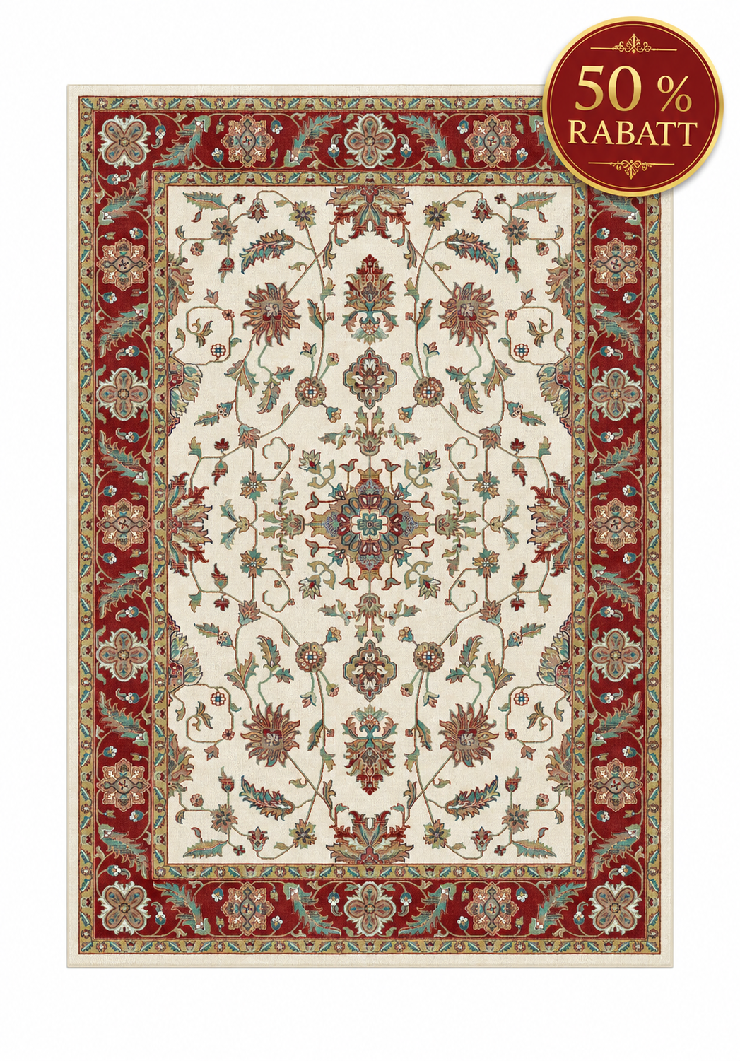 Teppich Orient Muster 433 Rot Beige mit Fransen