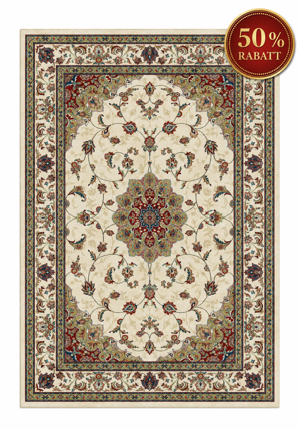 Teppich Orient Muster 502 Rot Beige mit Fransen