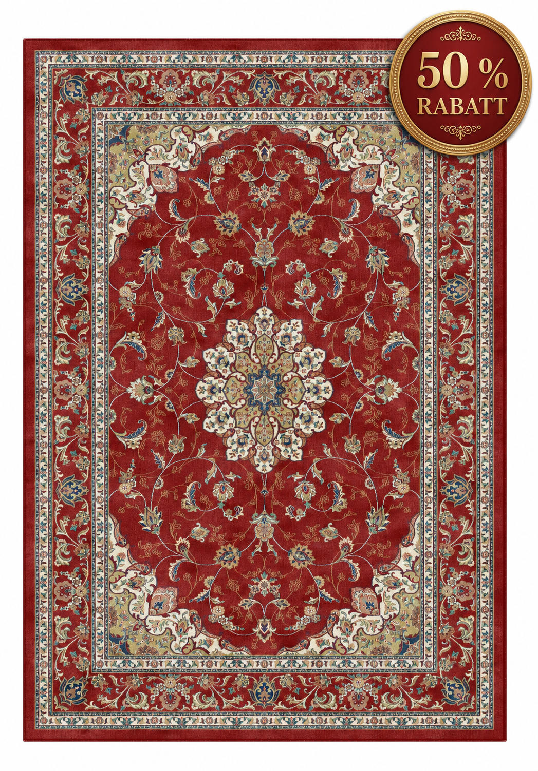 Teppich Orient Muster 502 Rot Beige mit Fransen