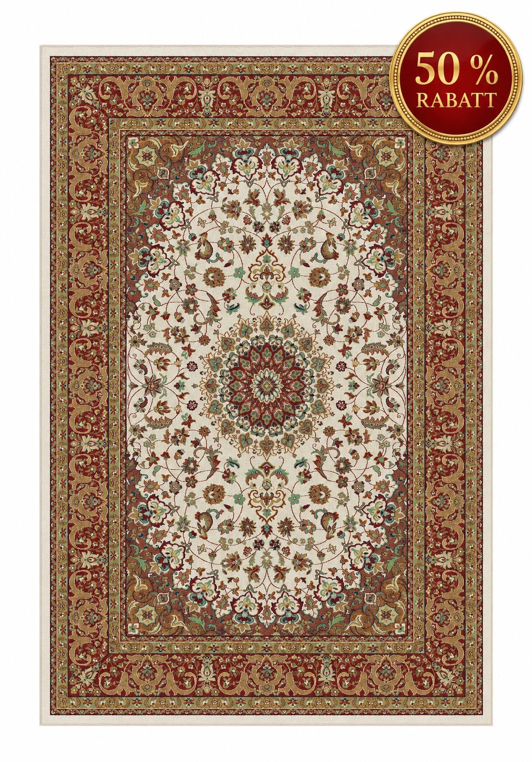 Teppich Orient Muster 534 Rot Beige mit Fransen