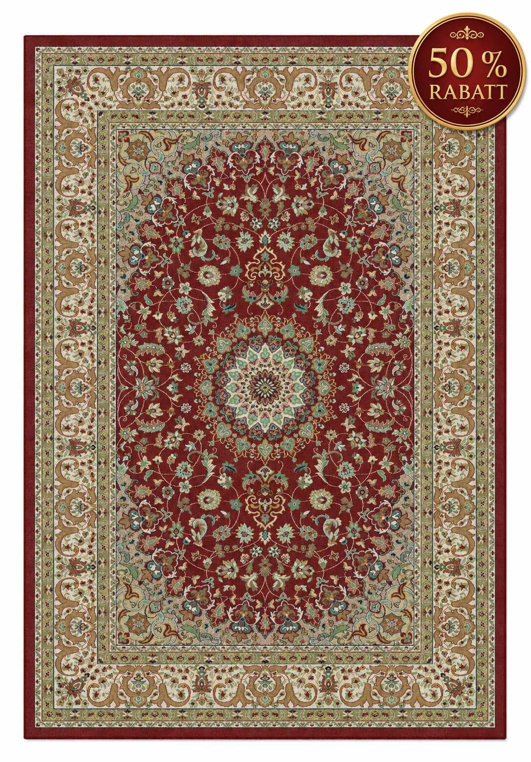 Teppich Orient Muster 534 Rot Beige mit Fransen