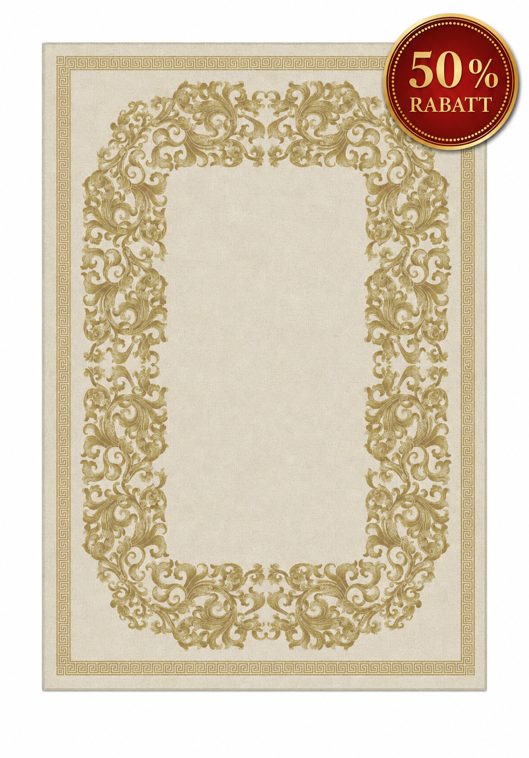 Klassischer Teppich aus Viskose mit Mäander 493 Beige