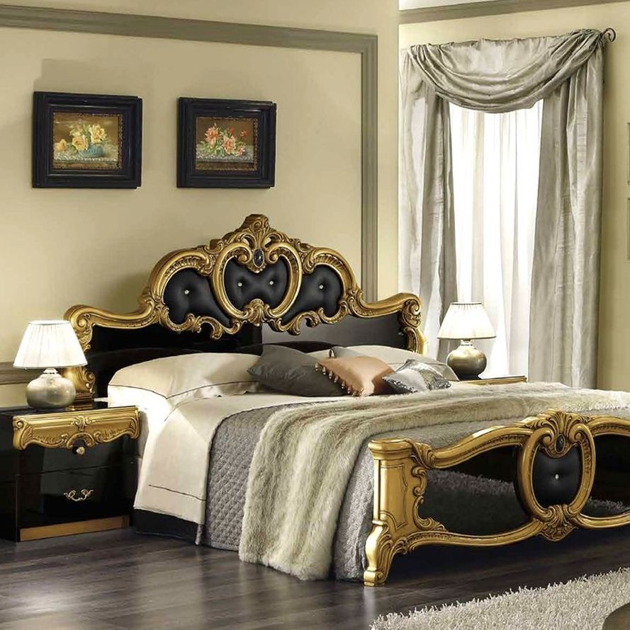 Schlafzimmer Barocco Schwarz-Gold