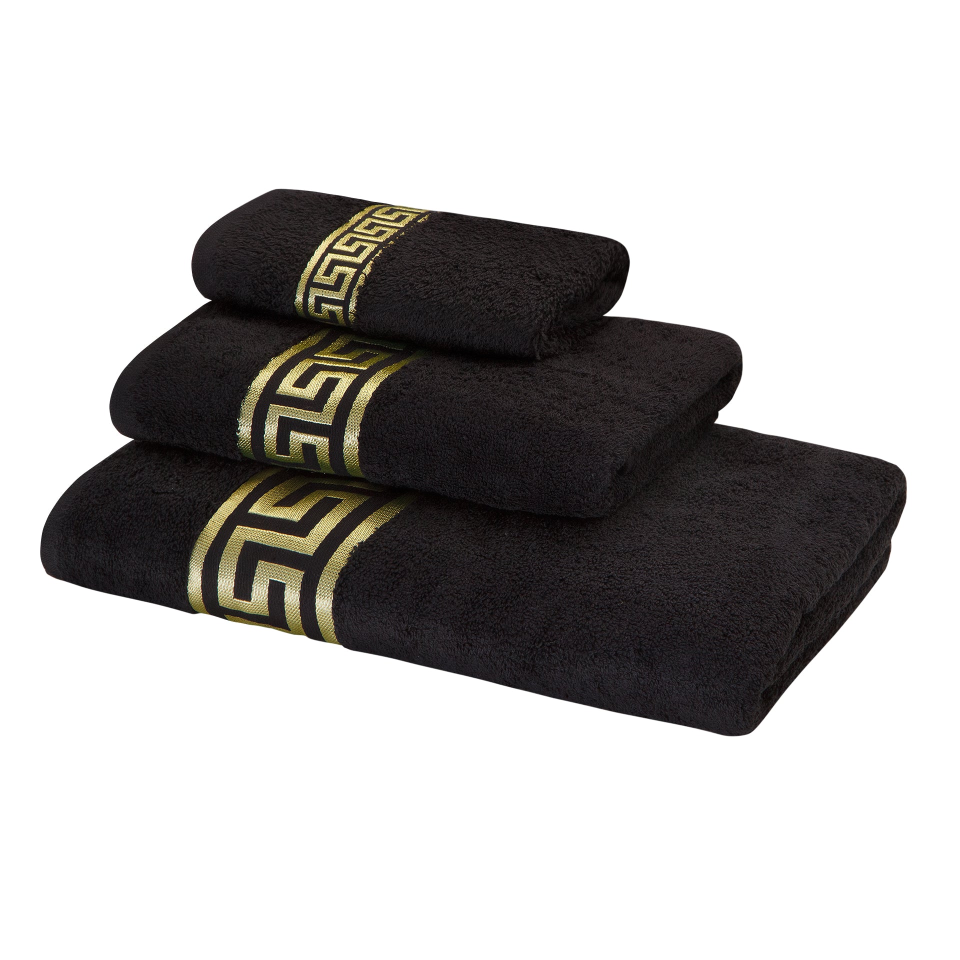 Meander Lion Towels Black Gold