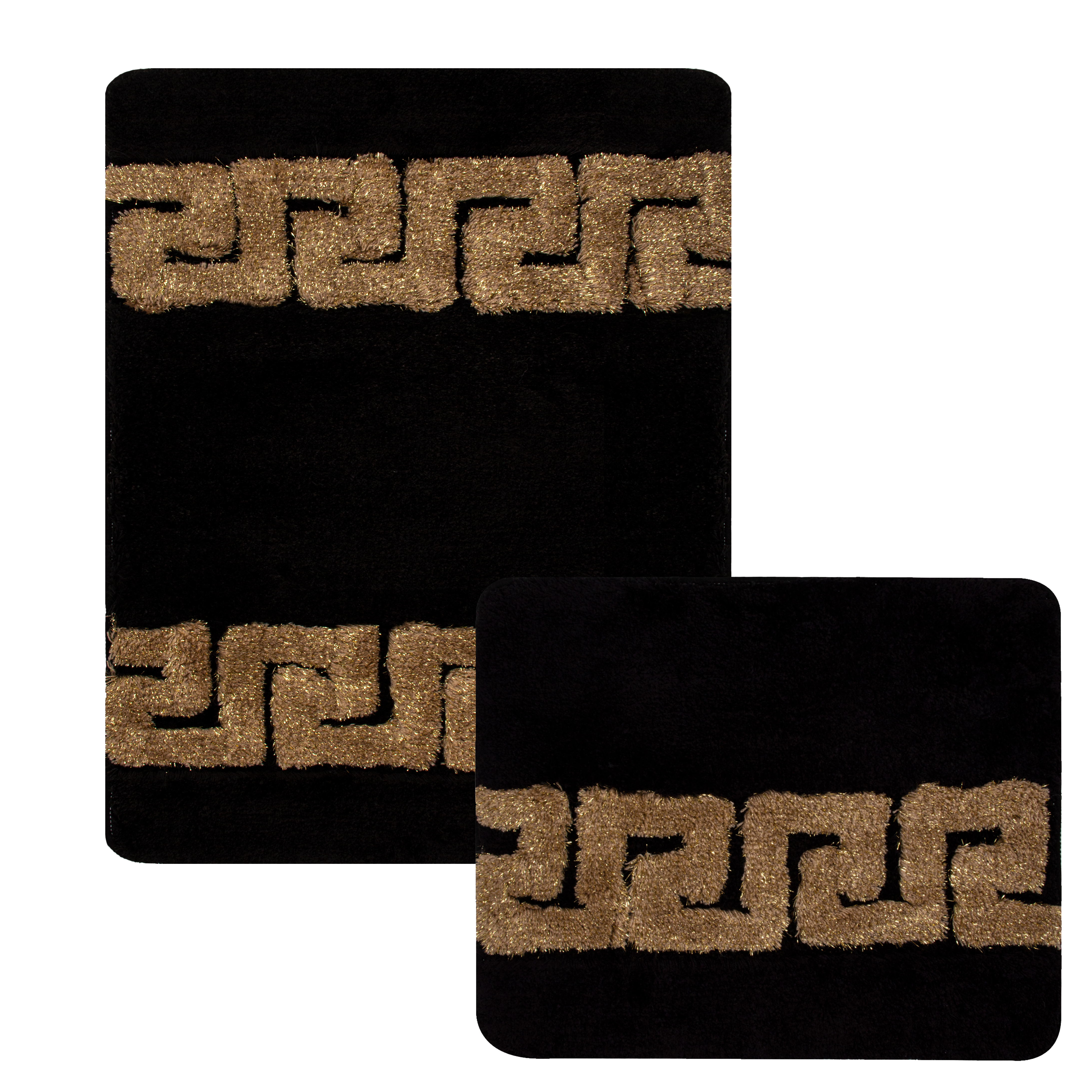 Luxus Badematte Duschvorleger mit Mäander Motiv in schwarz oder weiss gold 100% Acryl