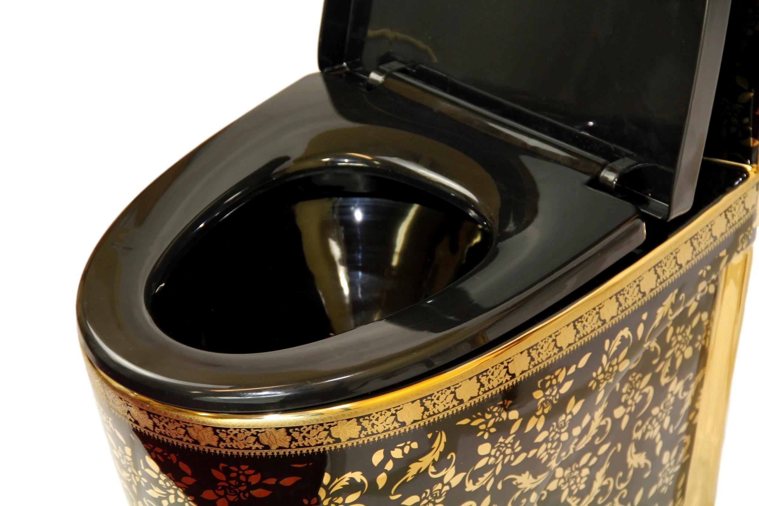 Exklusive Toilette Blumen Schwarz-Gold