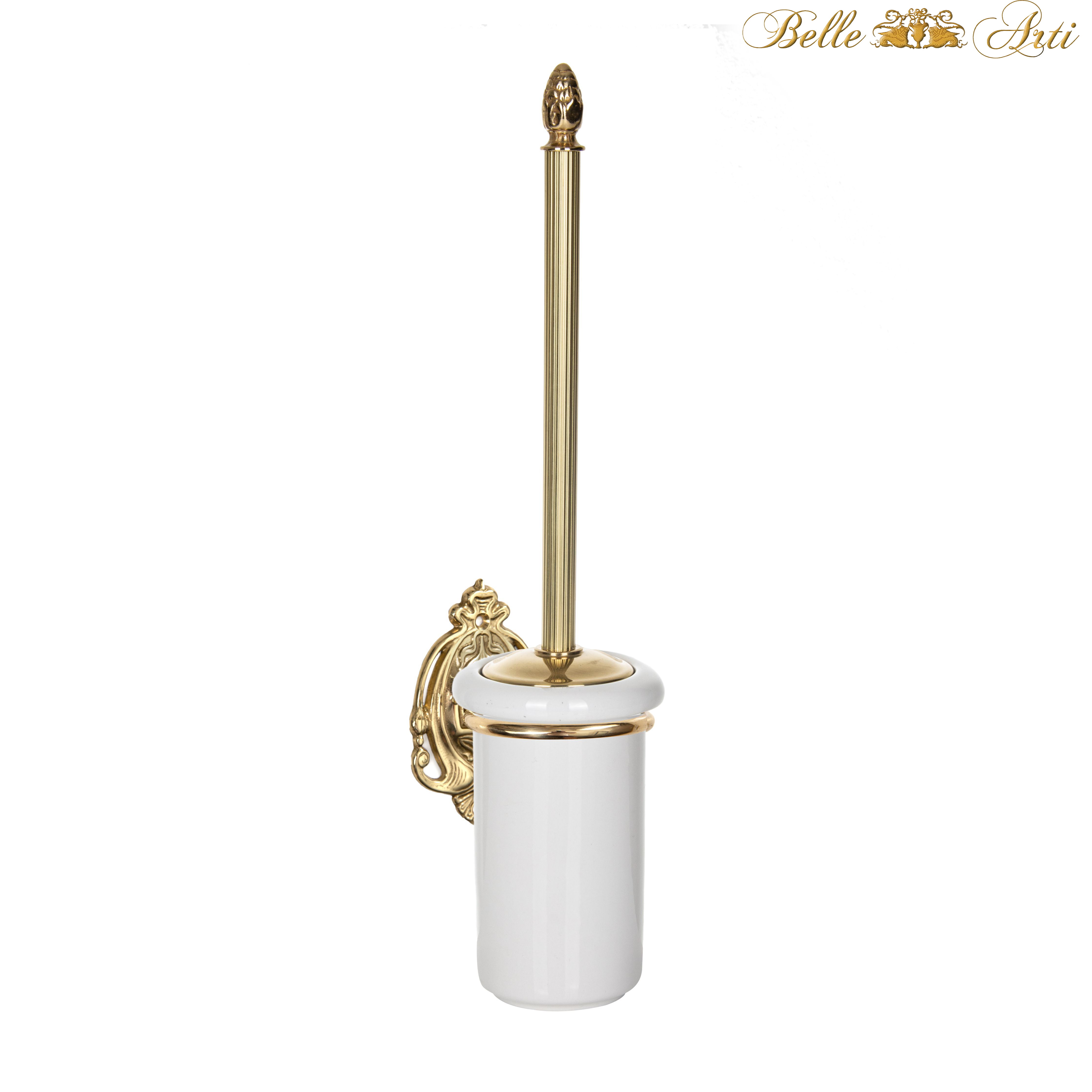 Toilettenbürste-WC Bürste-Messing-Antik-Retro-gold-Keramik-Wandmontage
