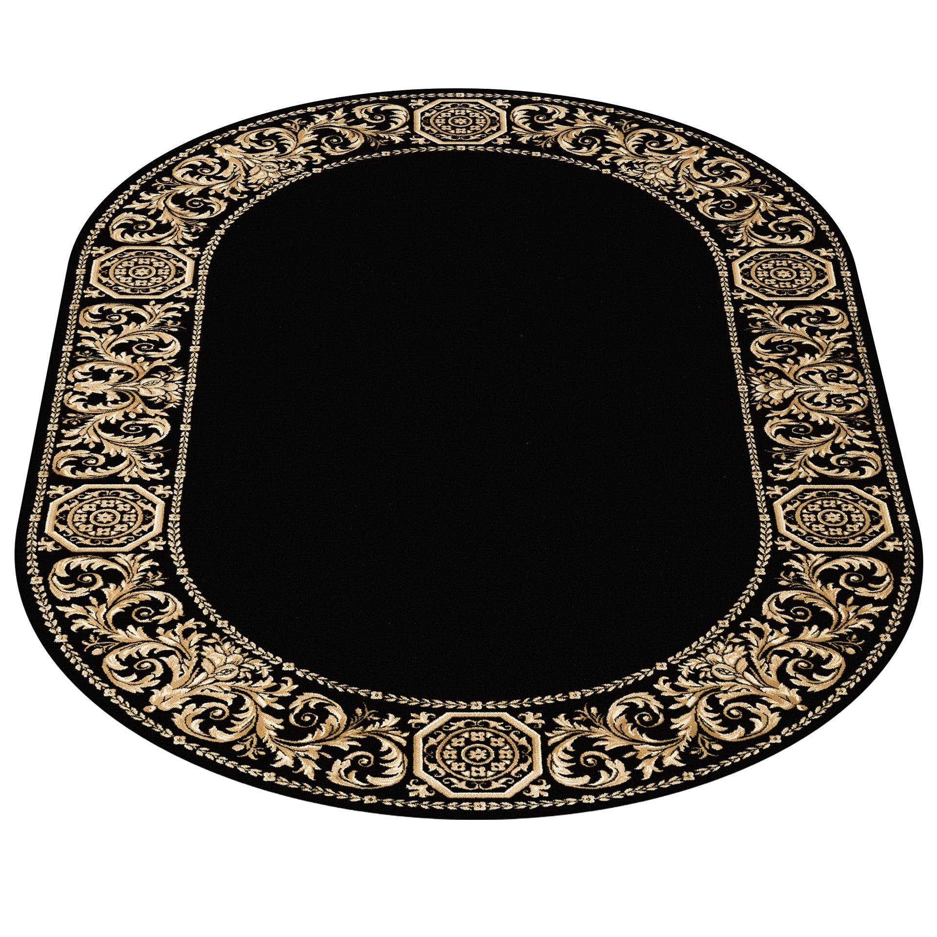 Carpet Oval Baroque Black 