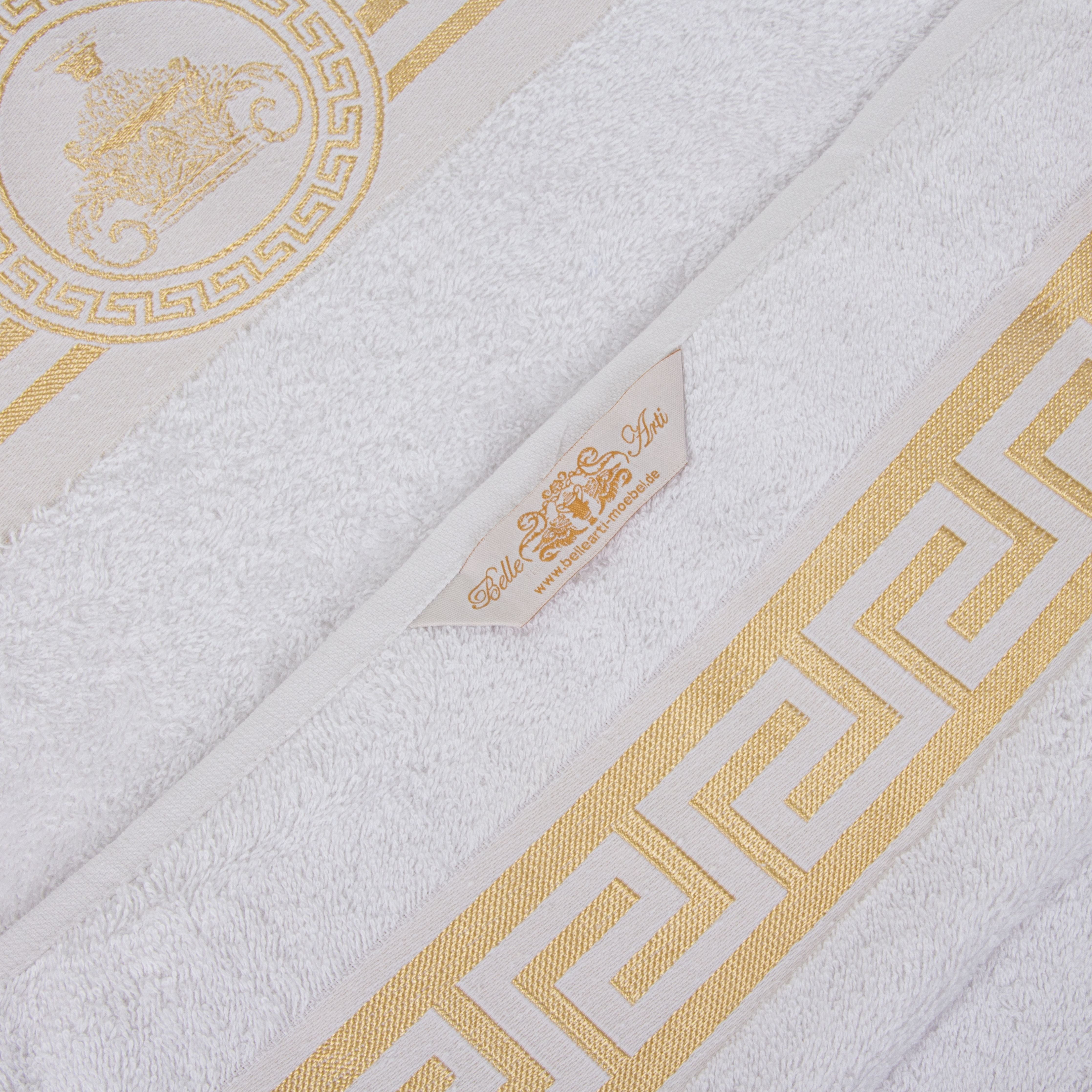 Mäander Amphora Towels White Gold