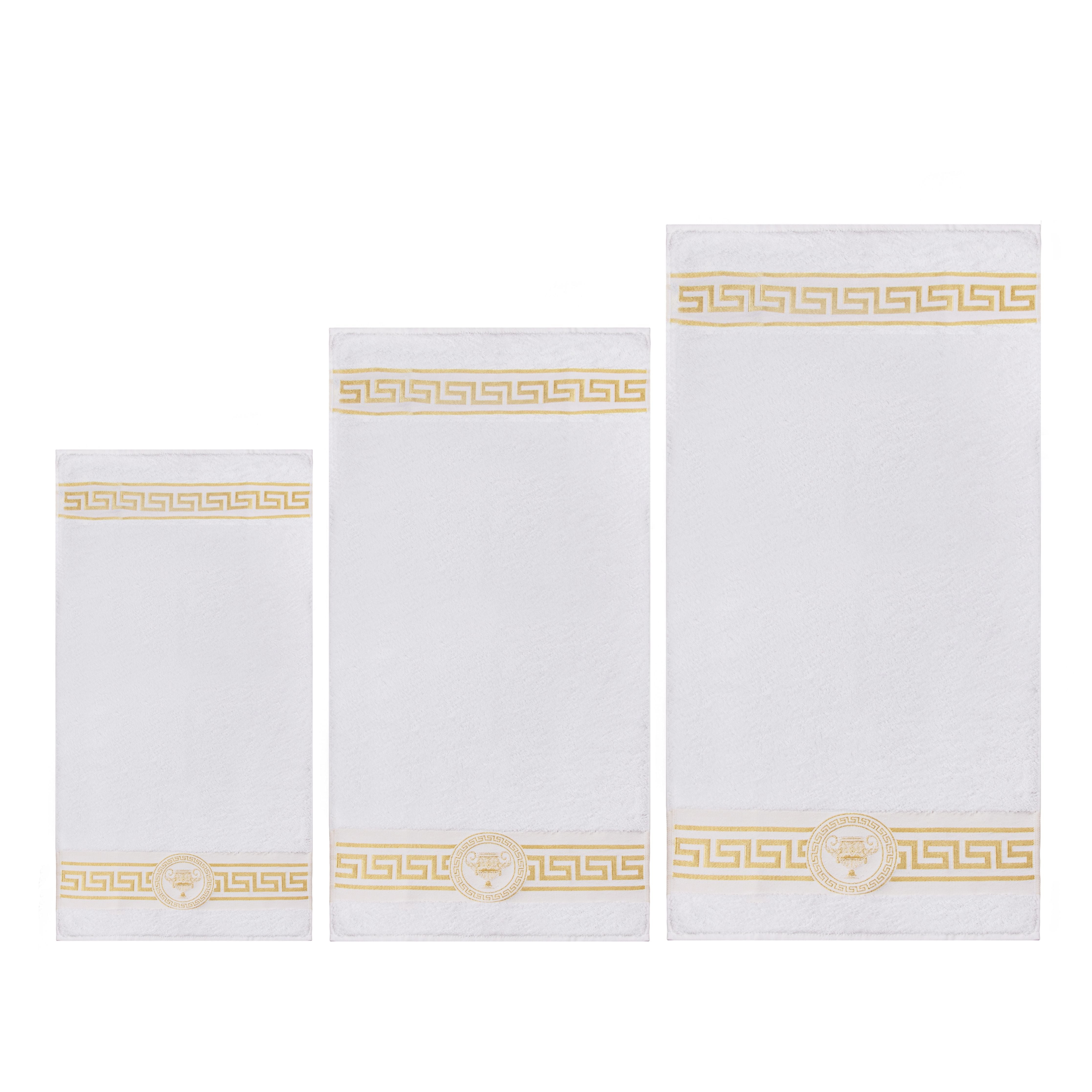 Mäander Amphora Towels White Gold