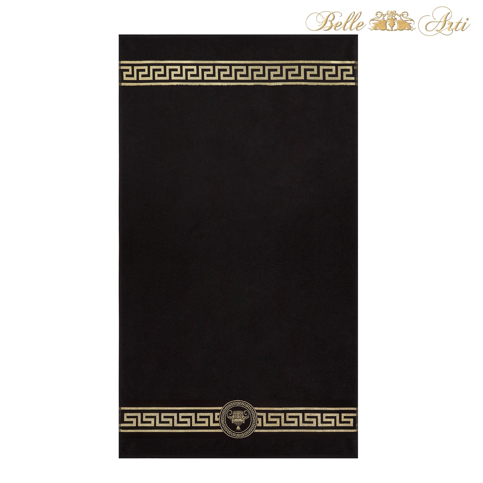 Luxury towels Meander Amphora in black gold - 100% cotton - soft and absorbent