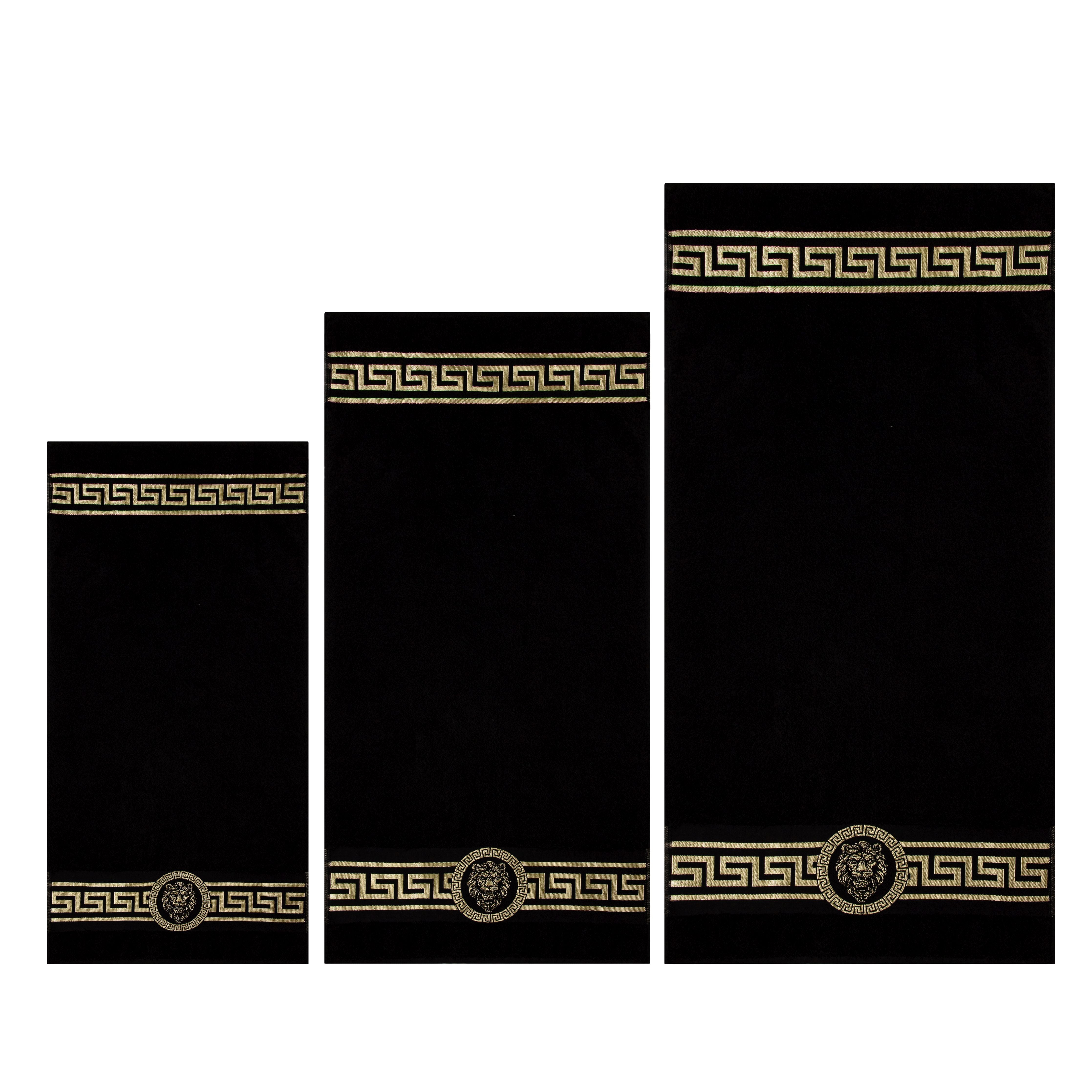 Meander Lion Towels Black Gold