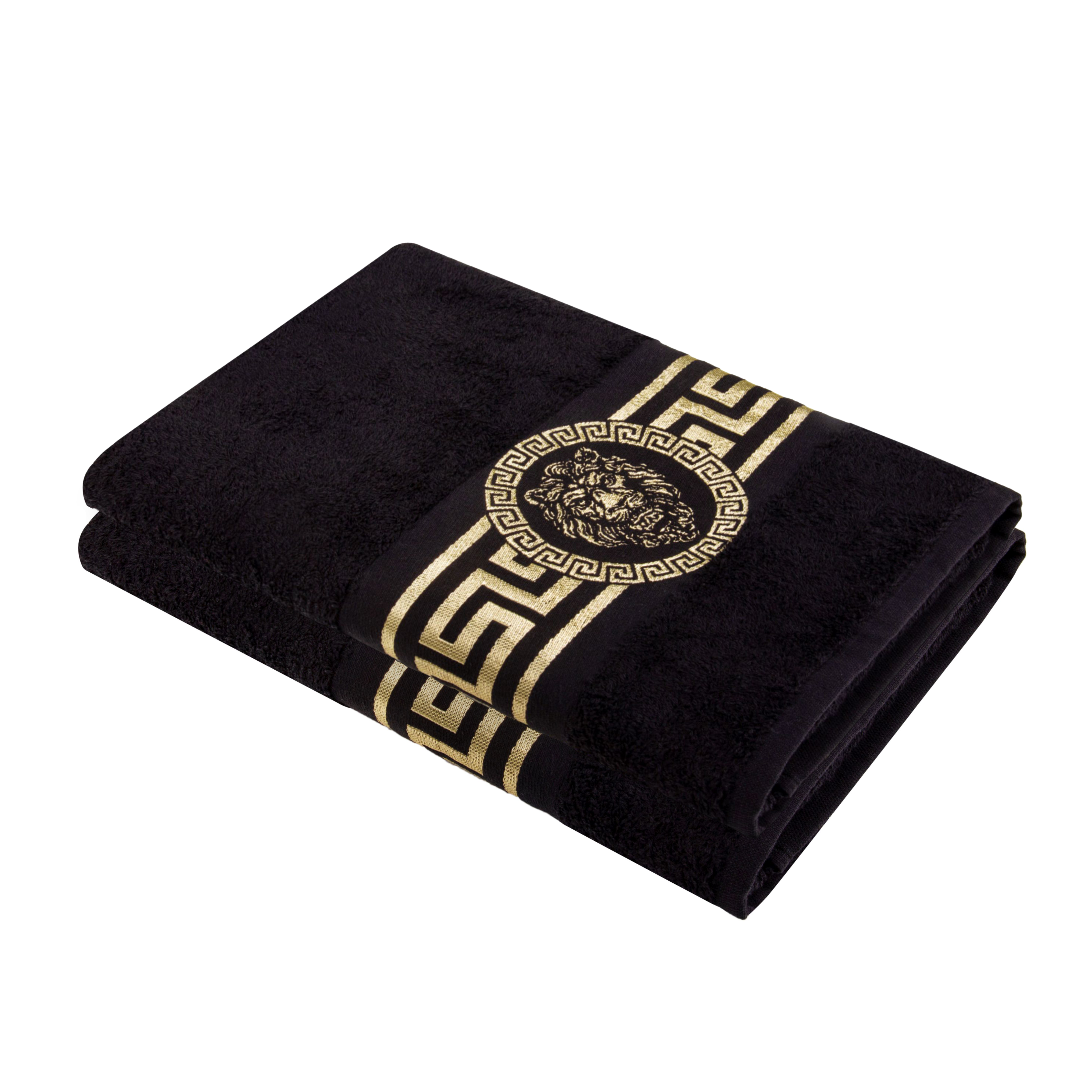 Meander Lion Towels Black Gold