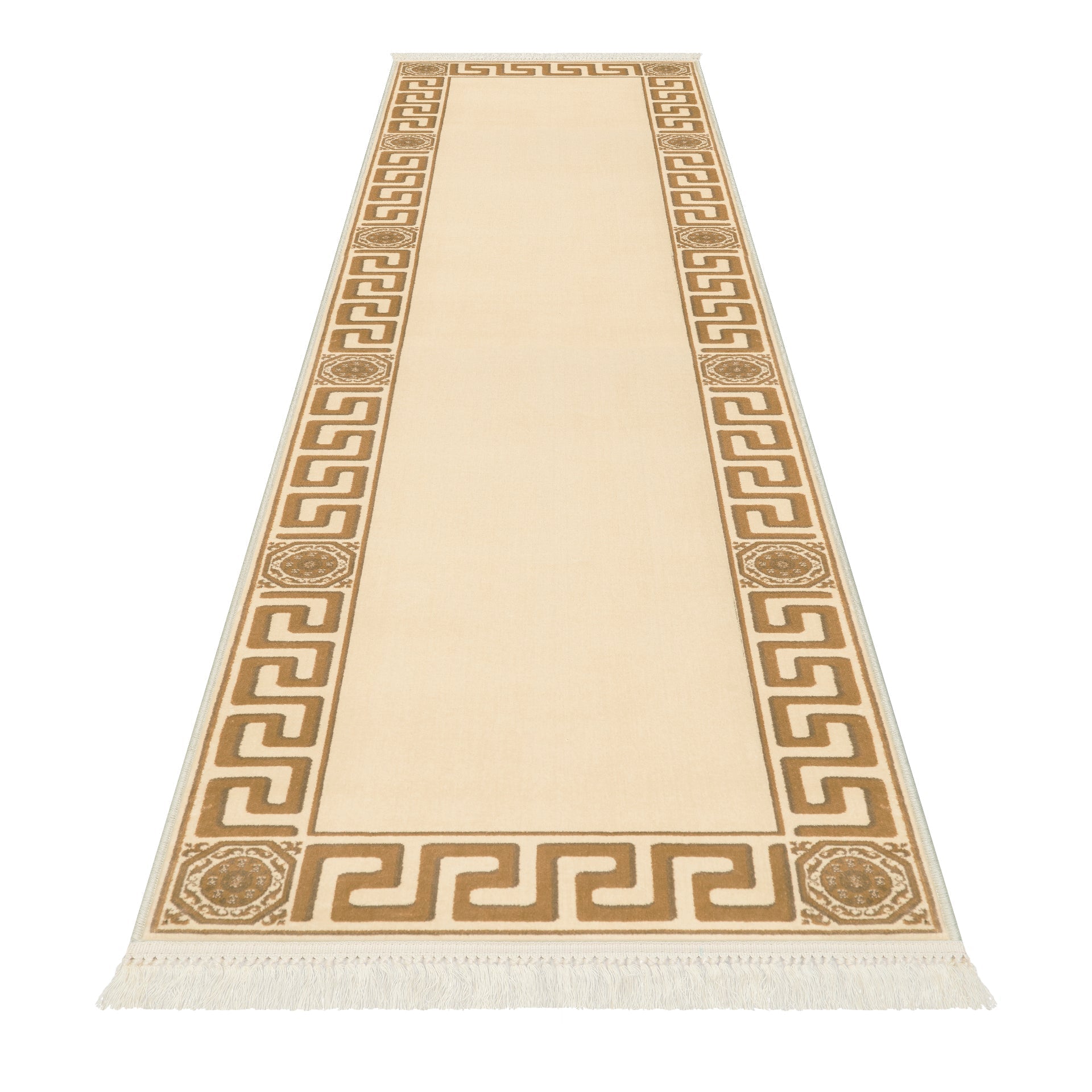 Teppich Läufer Mäander Beige