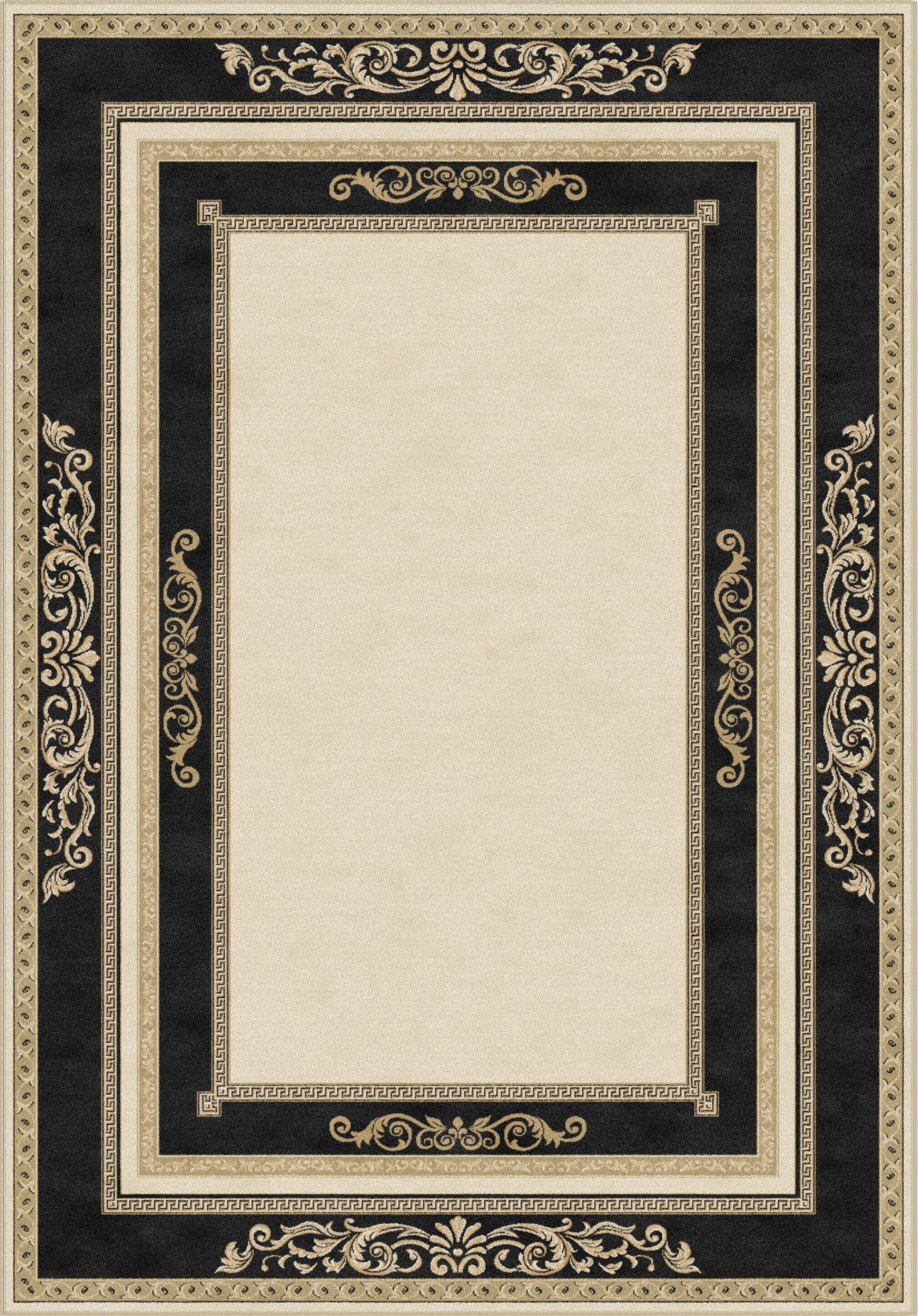 Luxus Teppich Florenz - Italienische Eleganz und Flair in schwarz gold - kurzflor, weich, flauschig - 100% Viskose