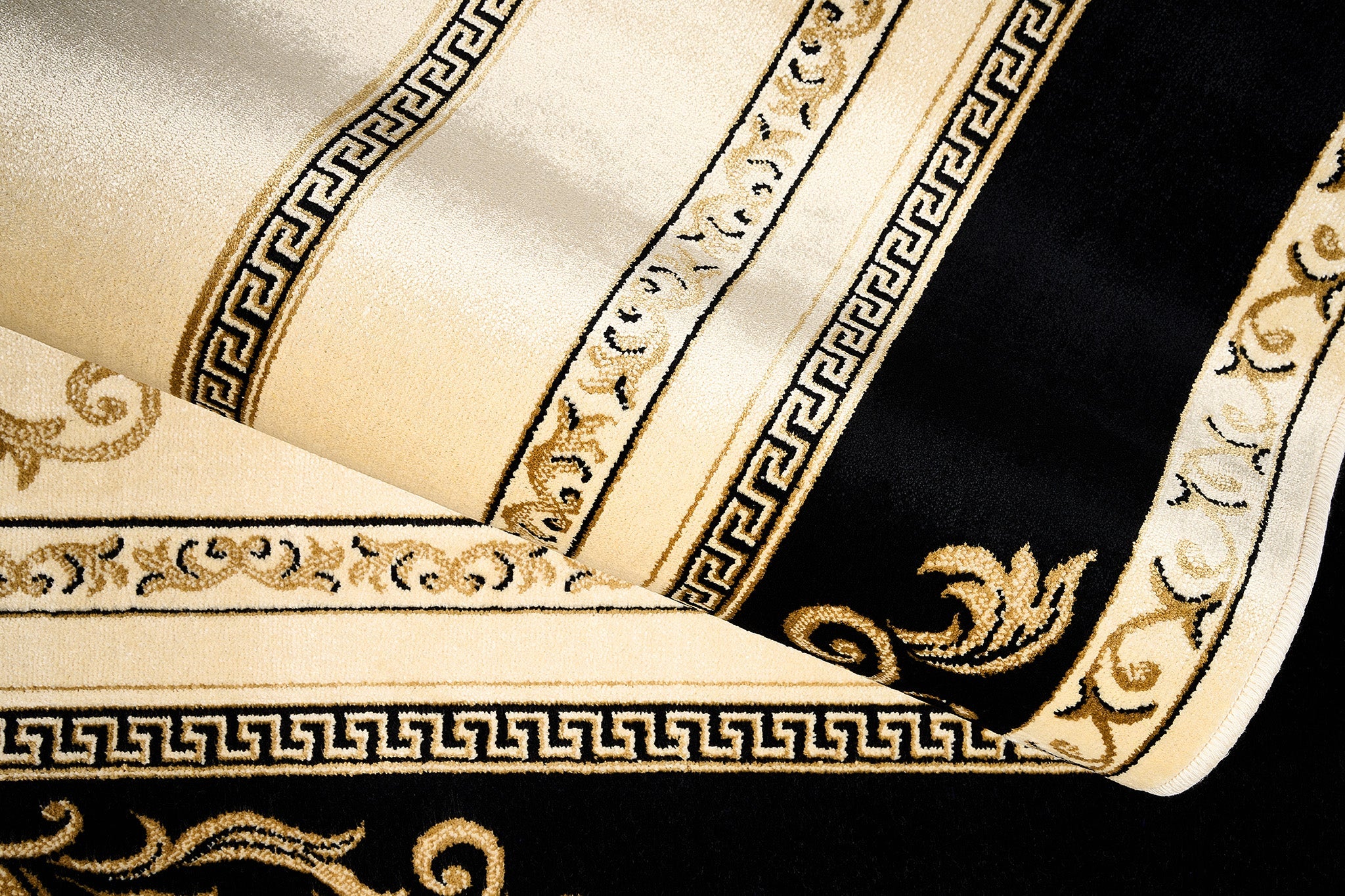 Luxus Teppich Florenz - Italienische Eleganz und Flair in schwarz gold - kurzflor, weich, flauschig - 100% Viskose