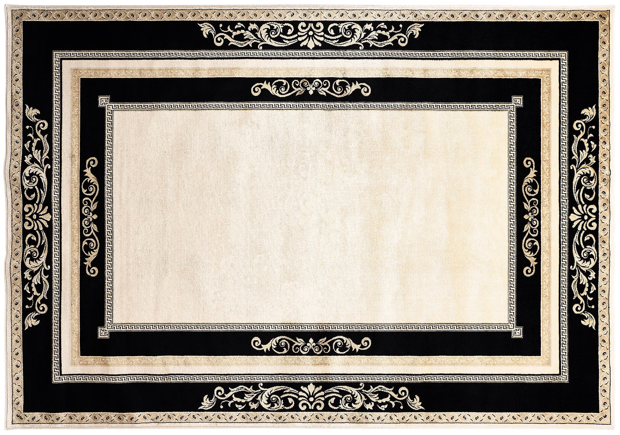 Luxus Teppich Florenz - Italienische Eleganz und Flair in schwarz gold - kurzflor, weich, flauschig - 100% Viskose