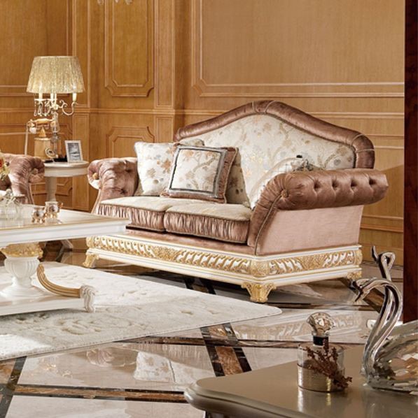Couchgarnitur & Wohnzimmer Michelangelo Creme/Gold