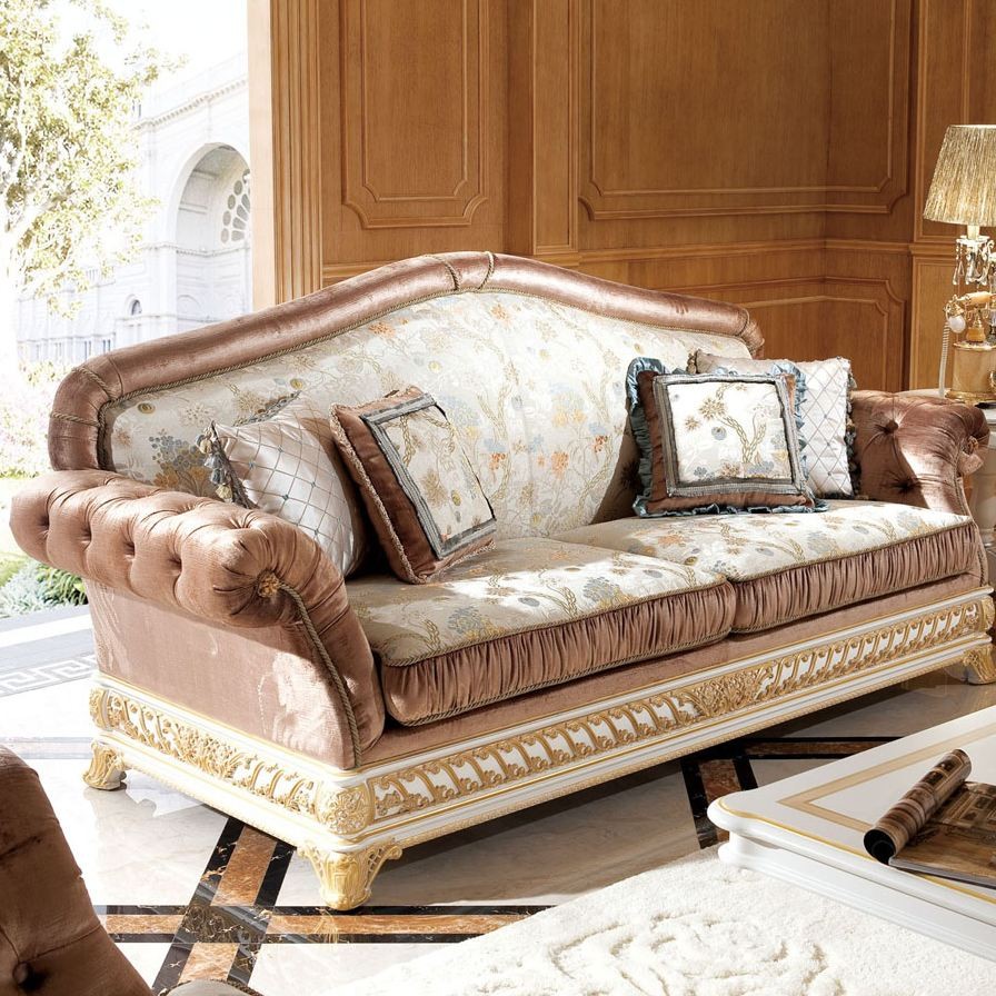 Couchgarnitur & Wohnzimmer Michelangelo Creme/Gold