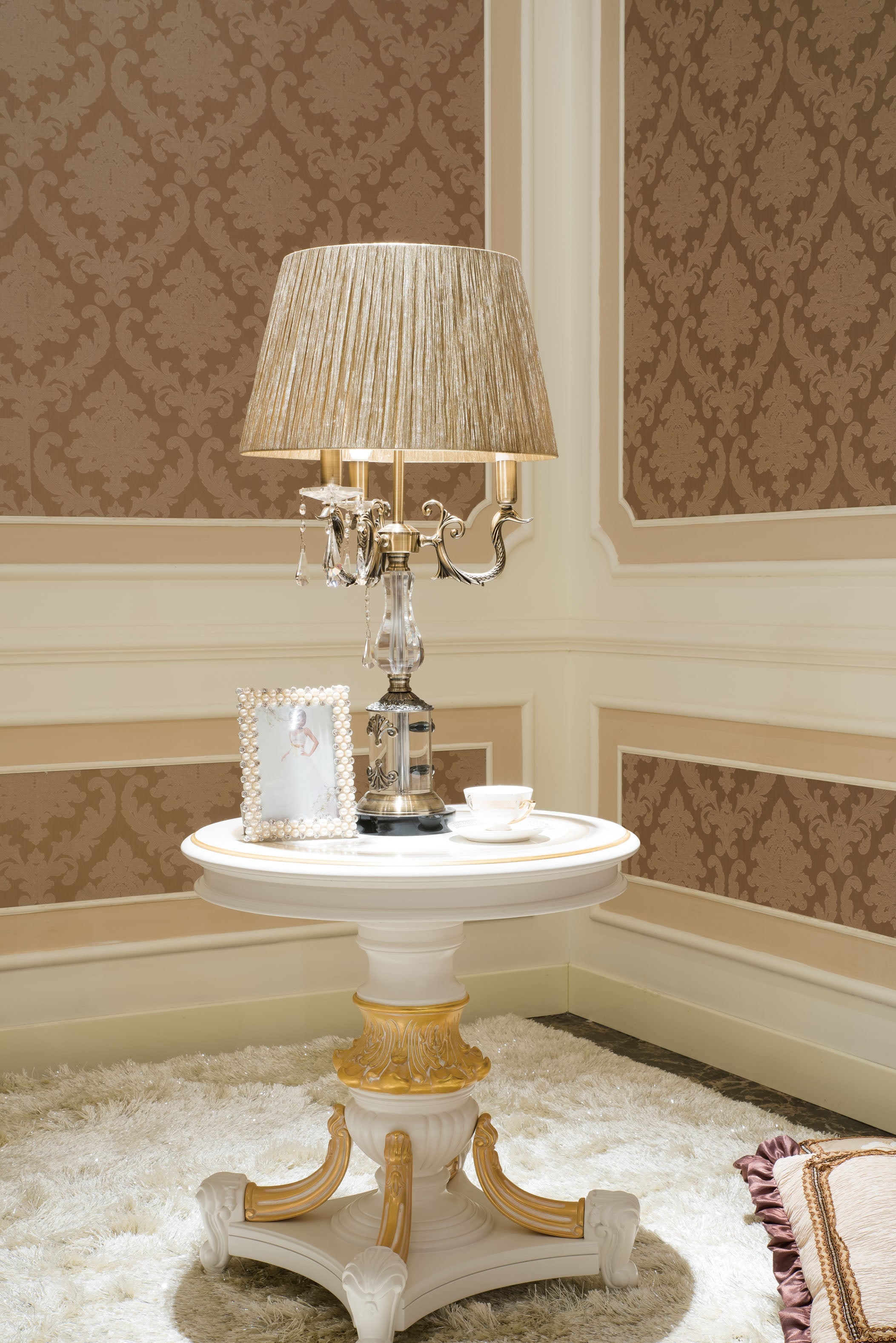 Couchgarnitur & Wohnzimmer Michelangelo Creme/Gold