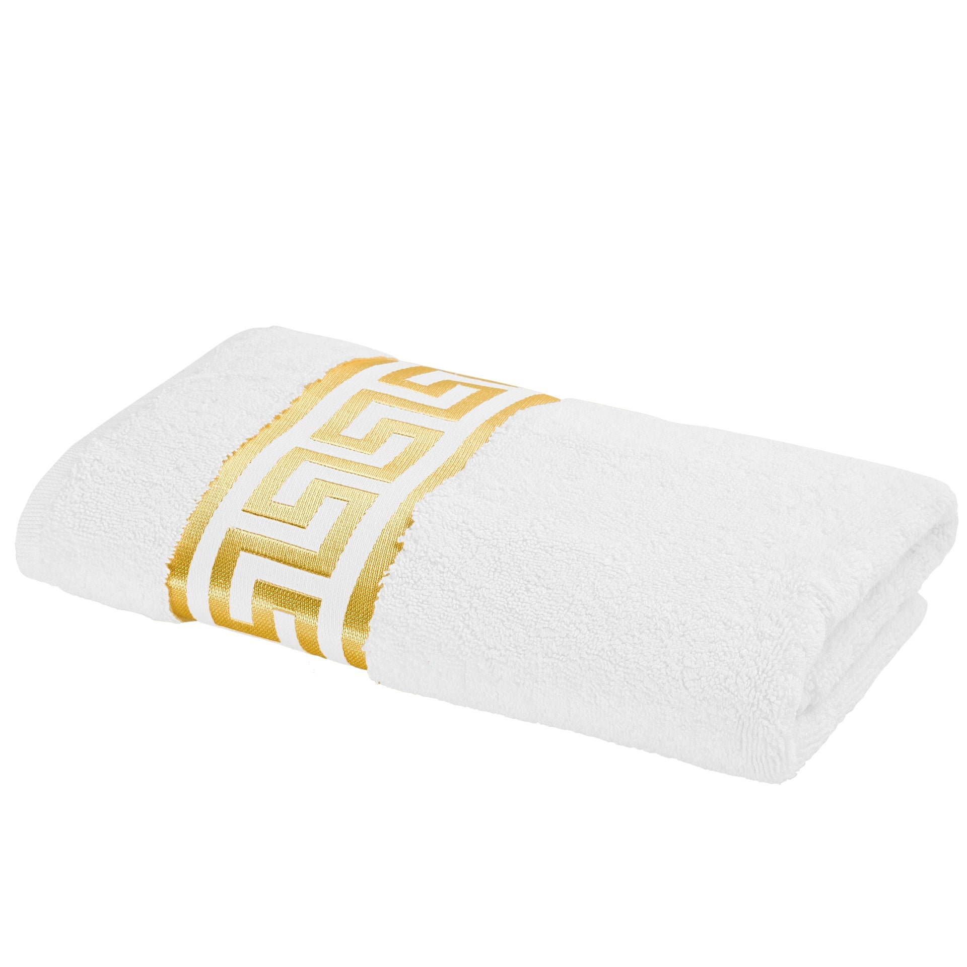 Luxus Mäander Handtücher in weiß gold - 100% Baumwolle - ÖkoTex zertifiziert