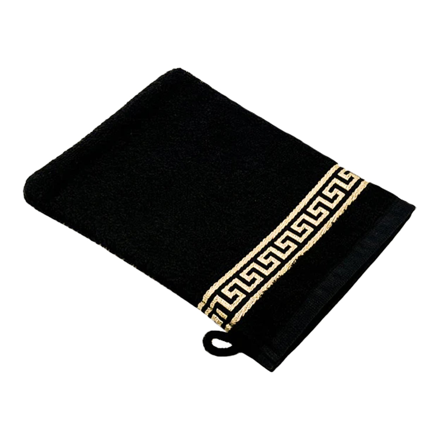 Premium Mäander Handtücher eingestickt in schwarz gold - 100% Baumwolle & ökotex zertifziert