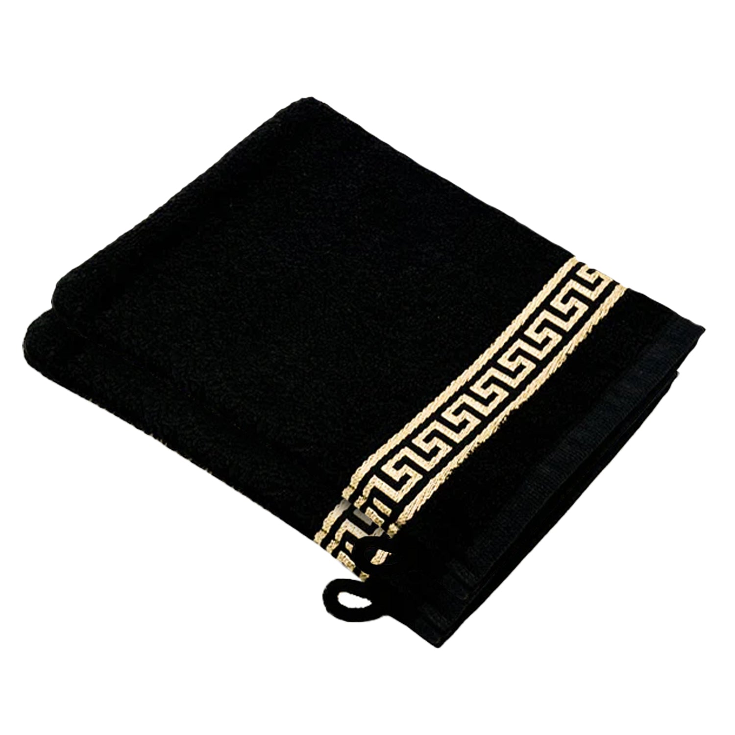 Premium Mäander Handtücher eingestickt in schwarz gold - 100% Baumwolle & ökotex zertifziert