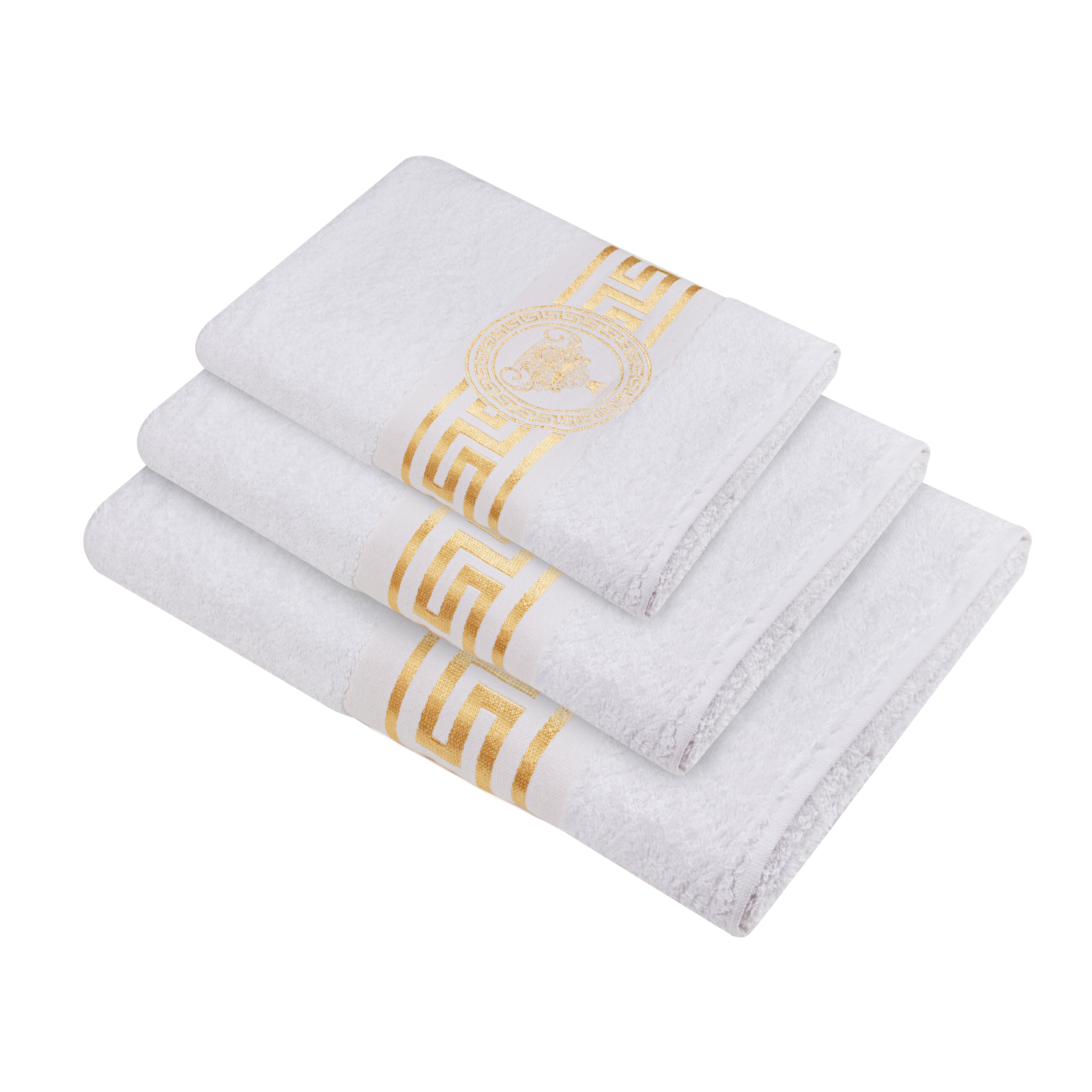Mäander Amphora Towels White Gold