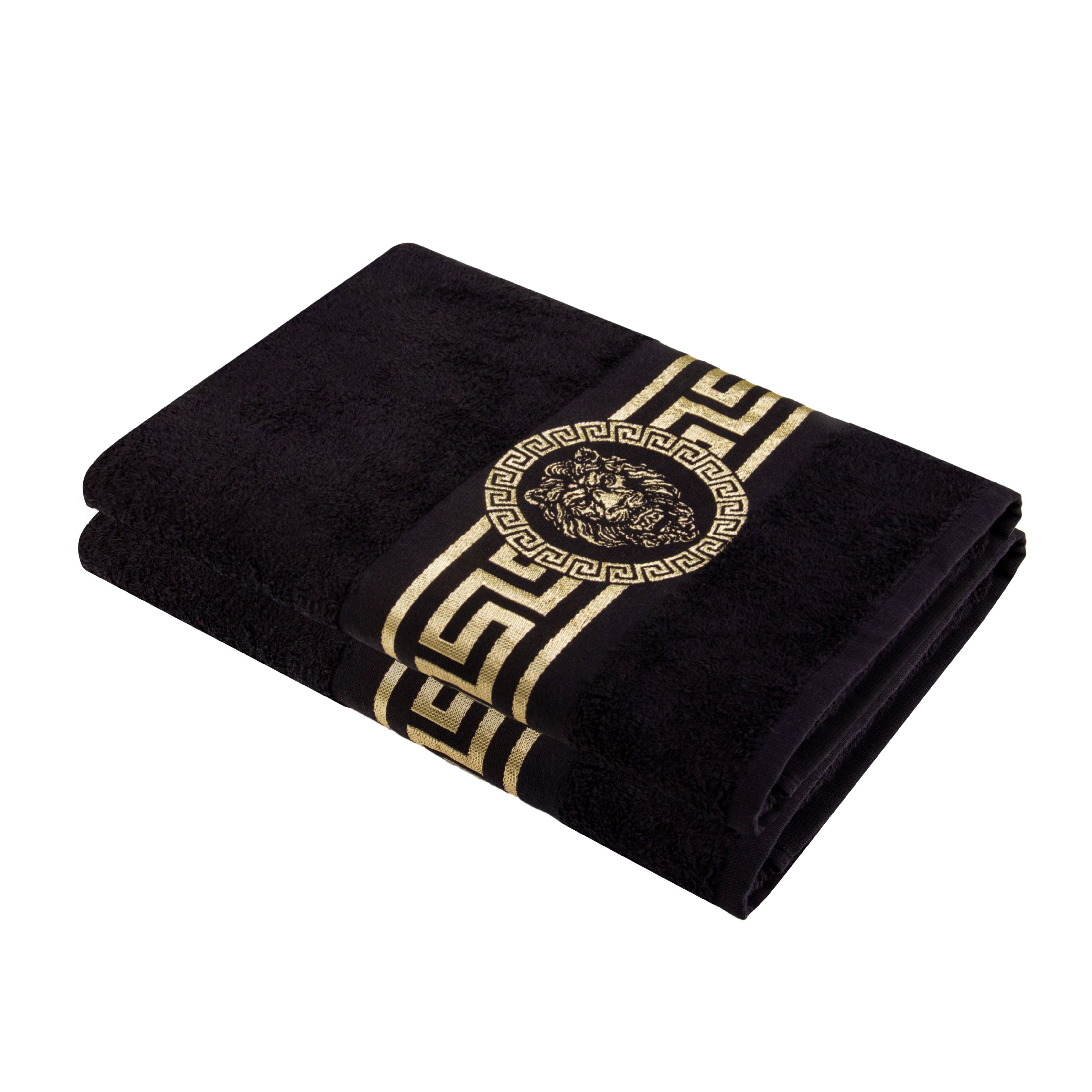 Meander Lion Towels Black Gold