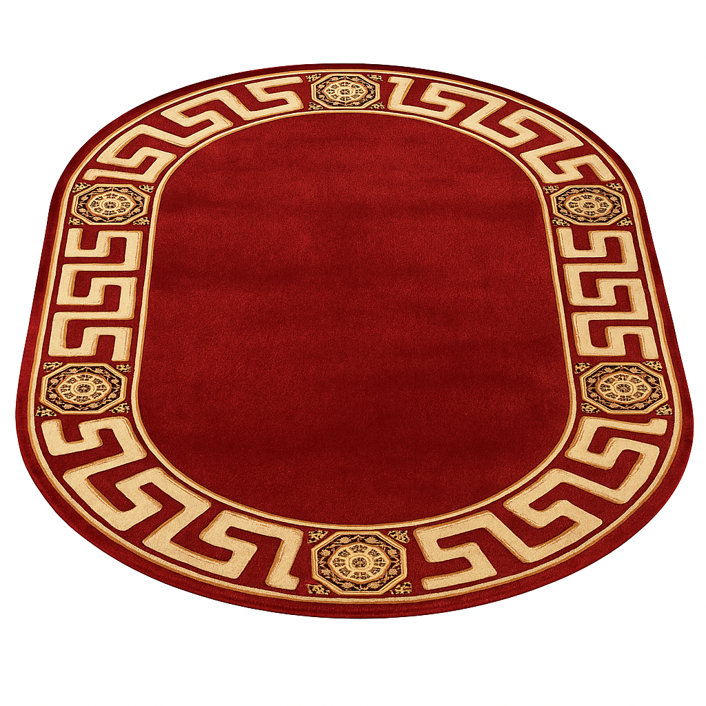 Teppich Oval Mäander Rot