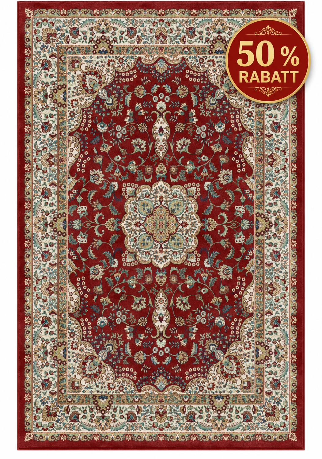 Teppich Orient Muster 184 Rot Beige Rosa mit Fransen