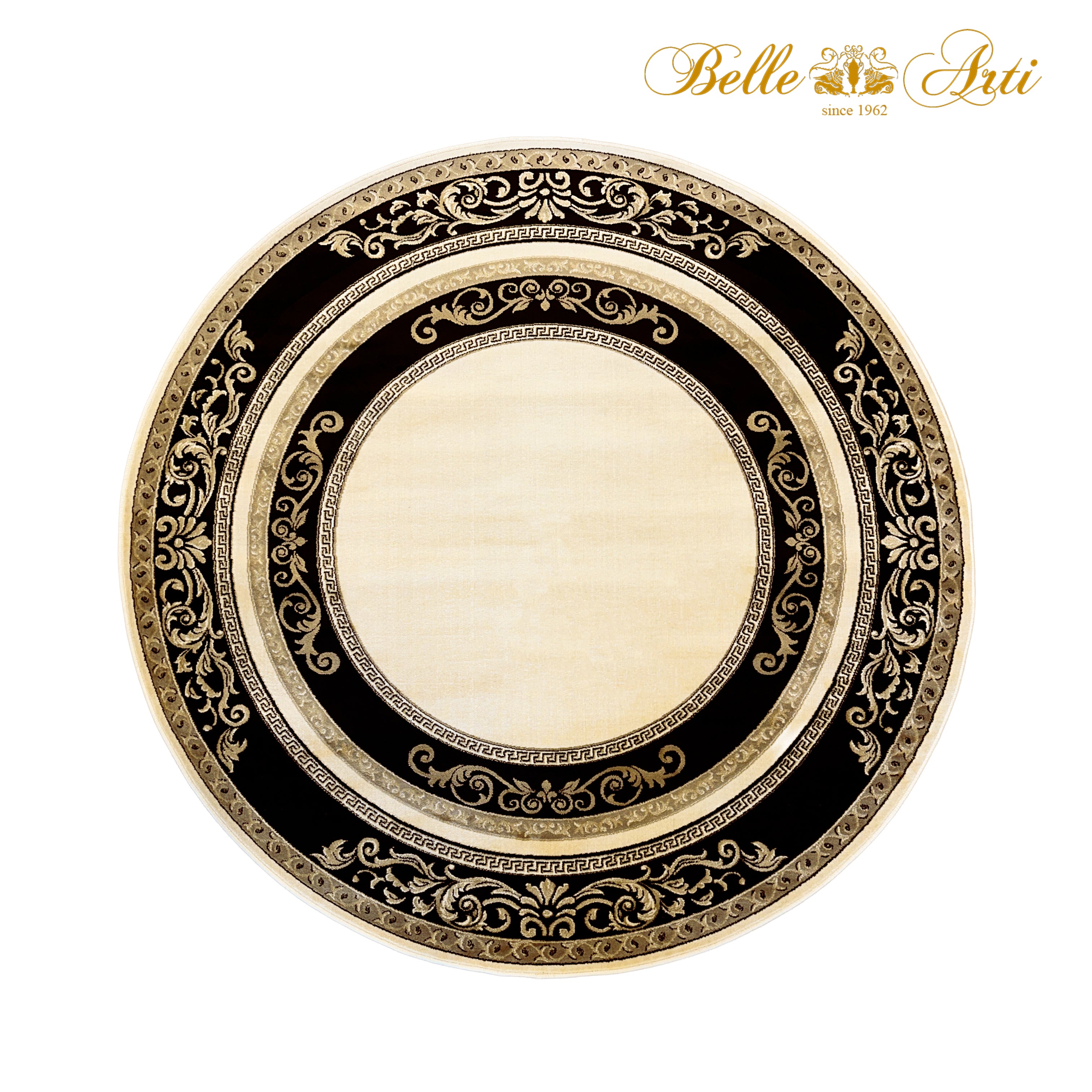 Teppich Florenz schwarz gold rund