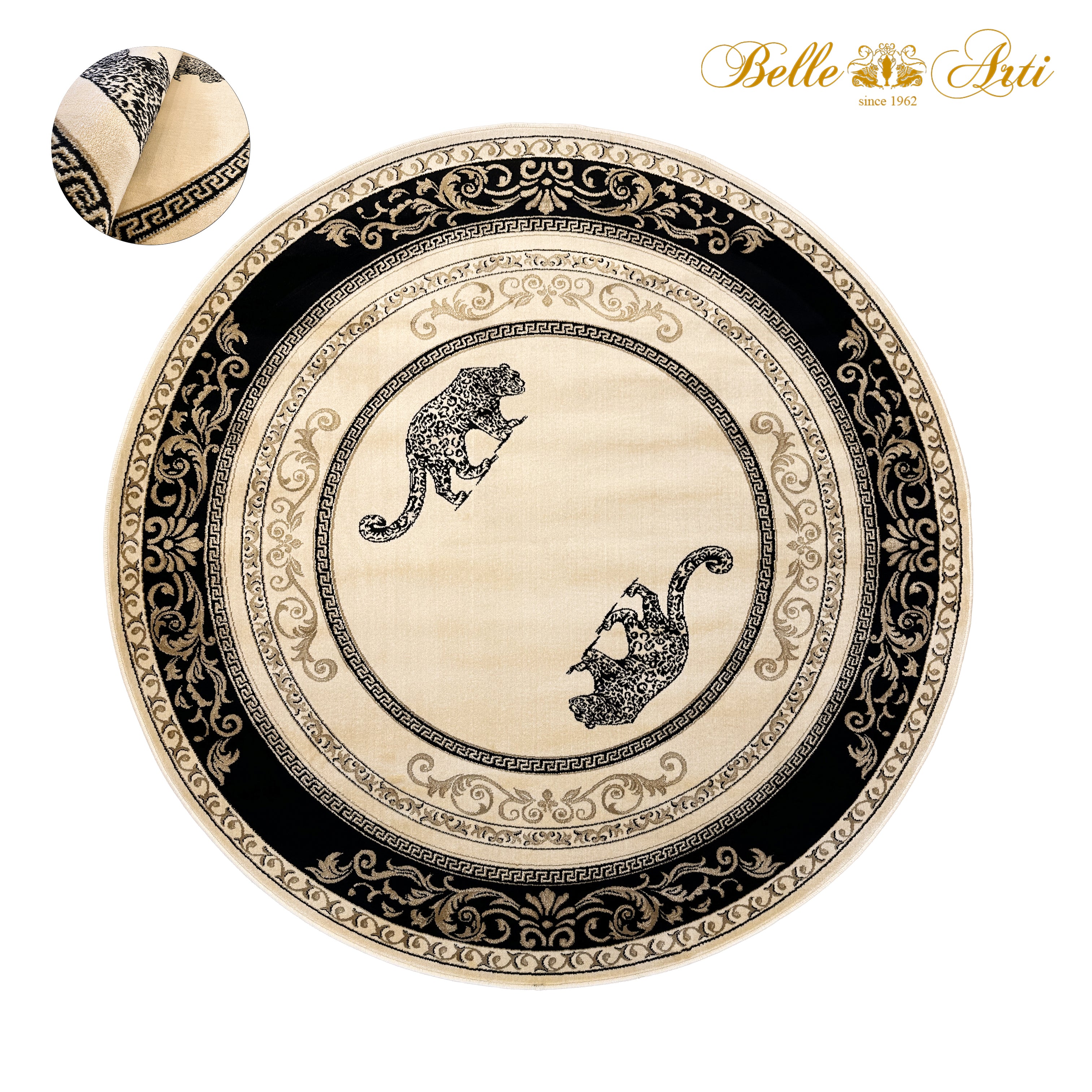 Teppich Jaguar schwarz gold rund