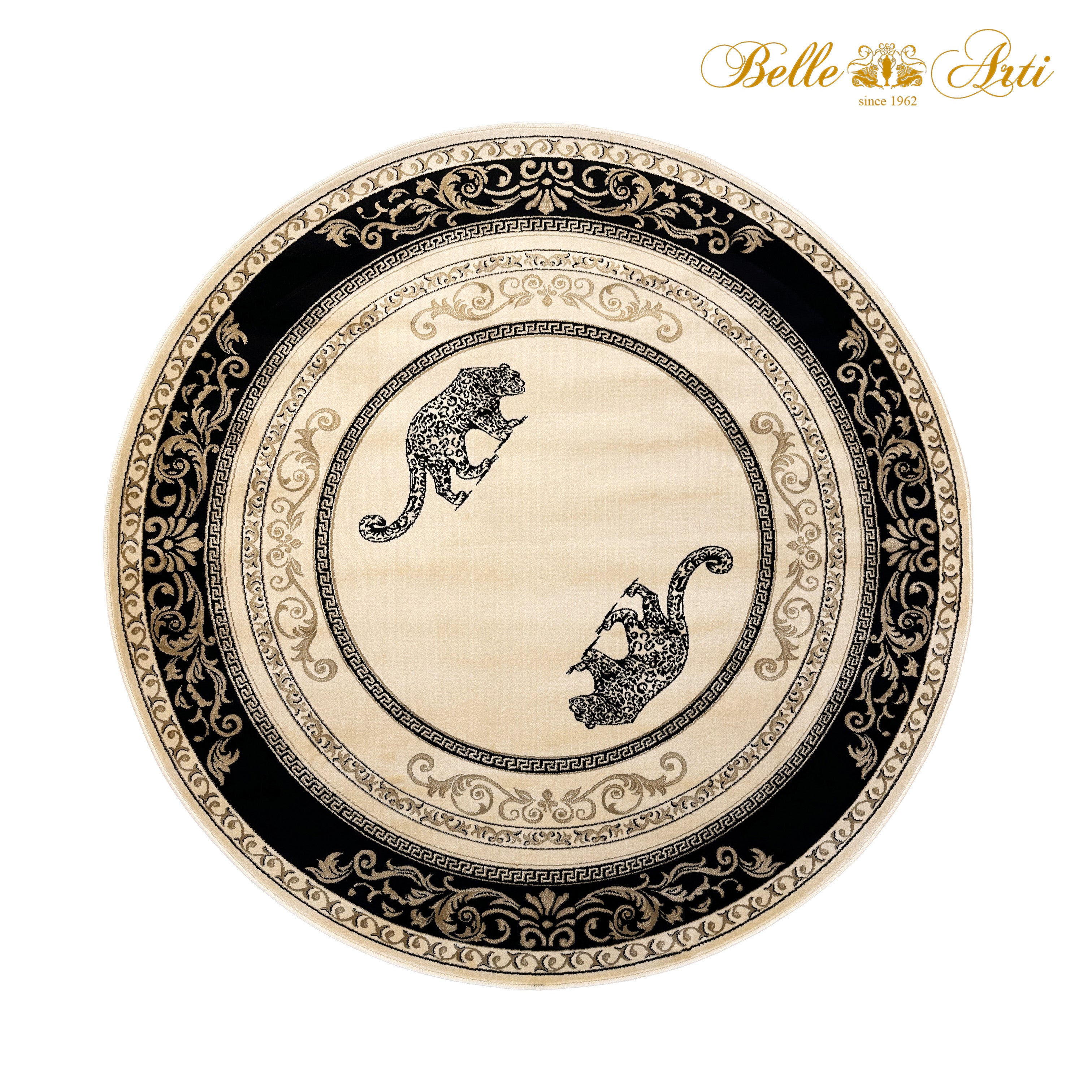 Teppich Jaguar schwarz gold rund