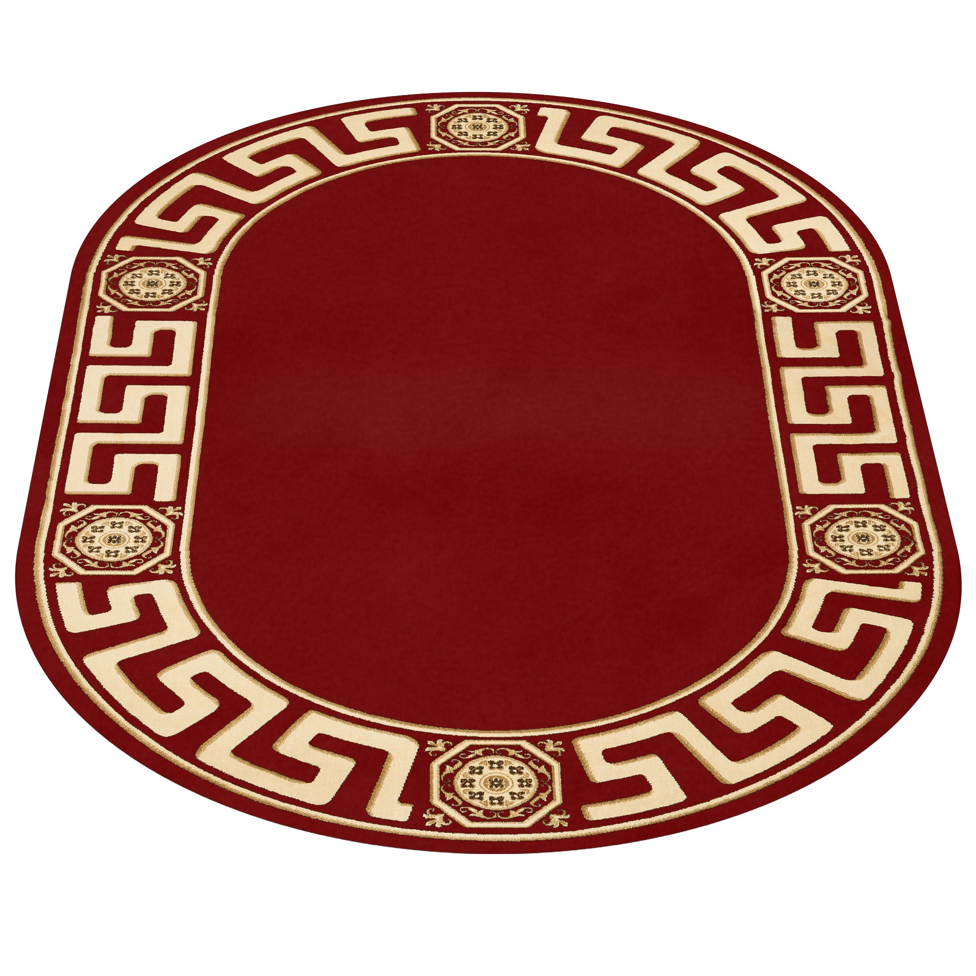 Teppich Oval Mäander Rot
