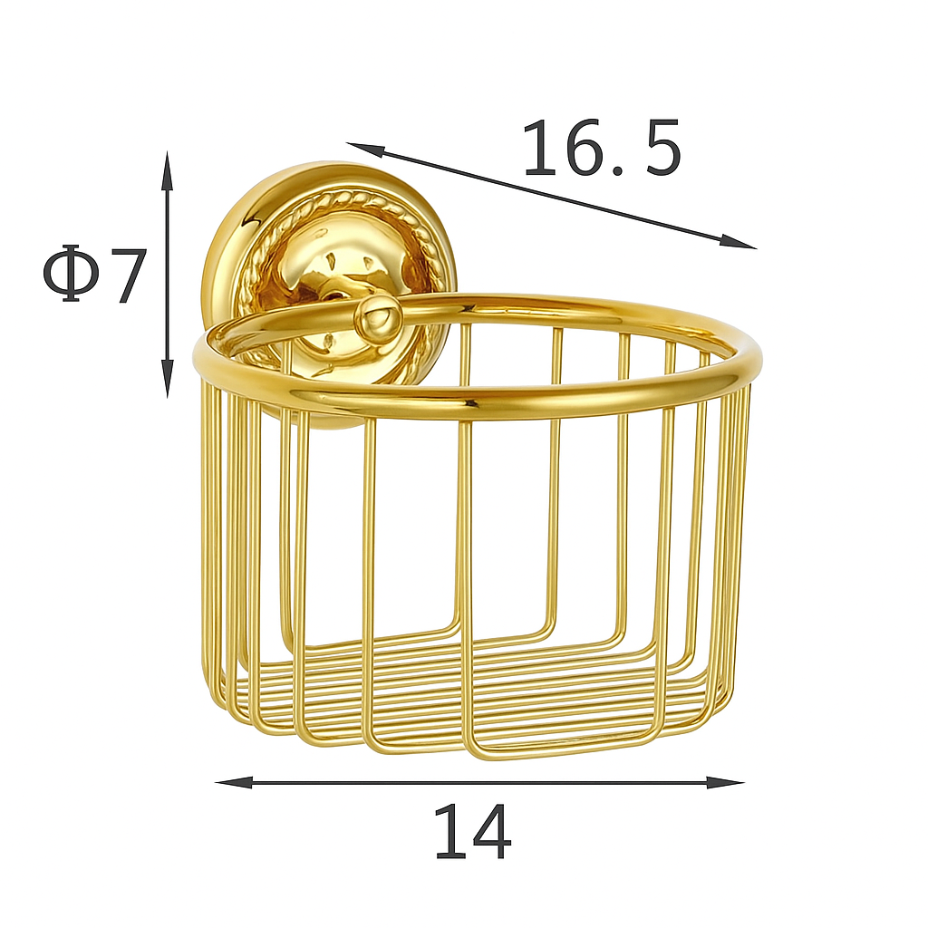 Duschablage Wandkorb aus Messing – Gold, 14 × 16,5 cm | Belle Arti