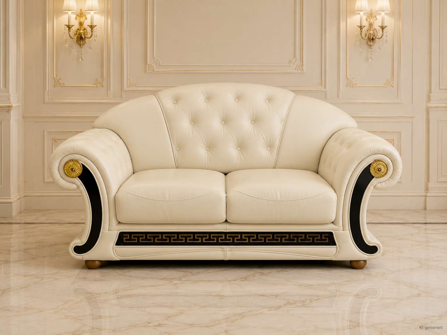 Couchgarnitur Venus Royal Leder Beige SONDERANGEBOT 3-2-1-1