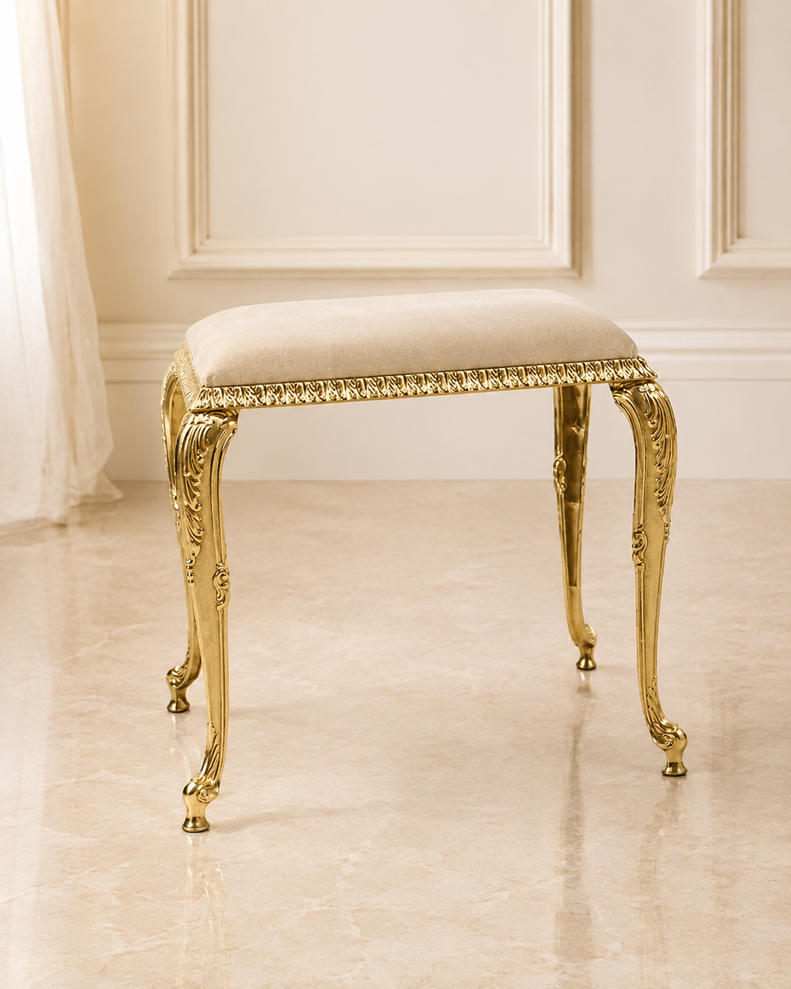 Brass Stool Beige