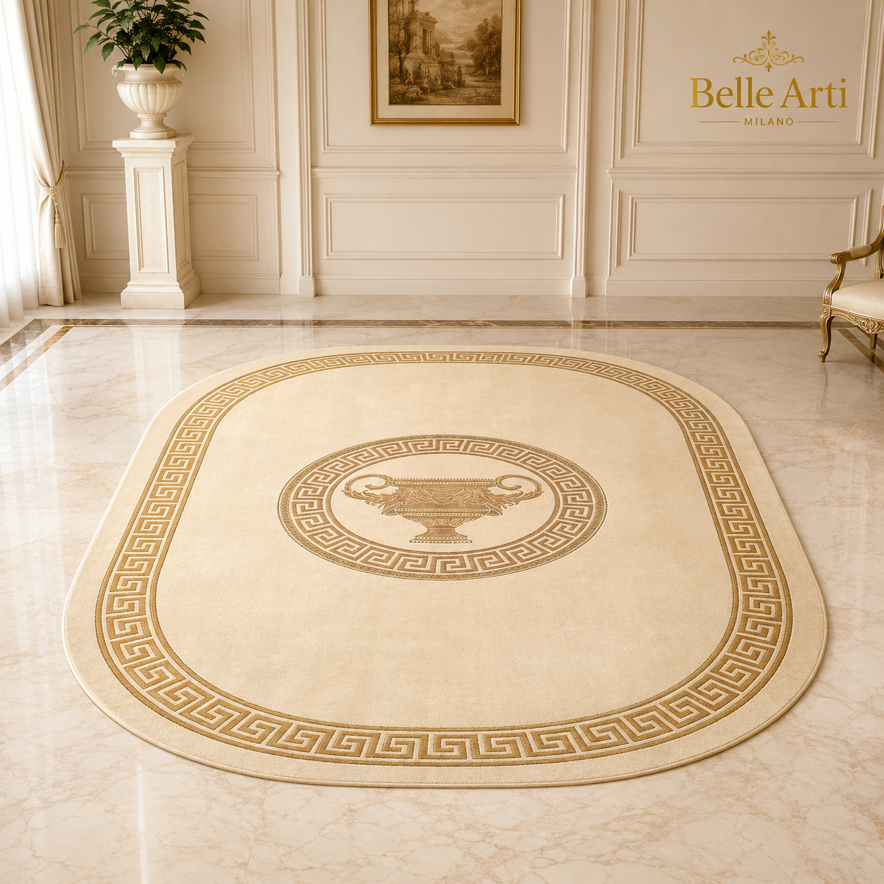 Teppich Oval Amphore Beige