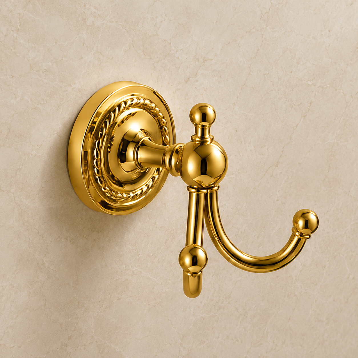Vintage towel hook double made of real brass Verona - high quality &amp; rustproof