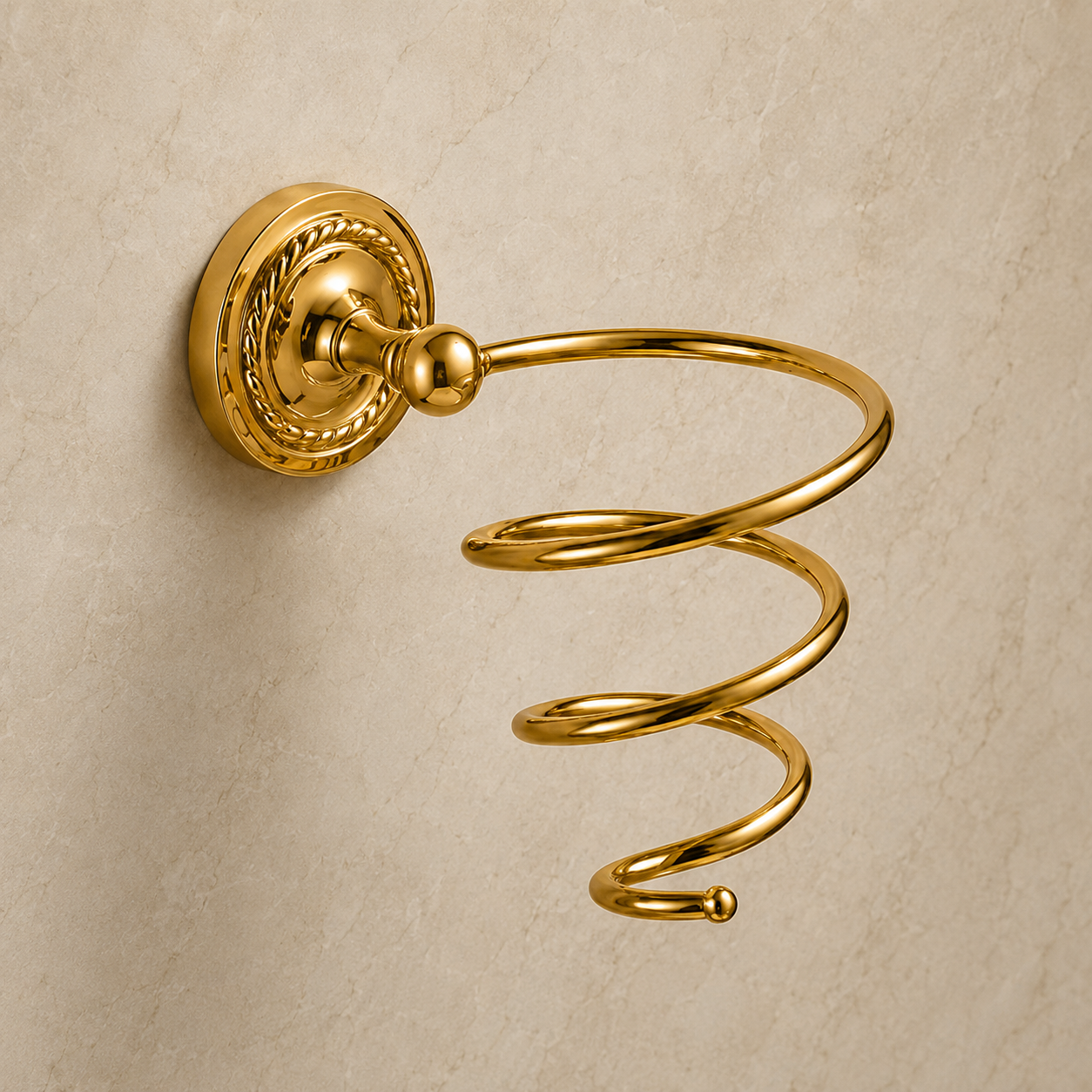 Hairdryer holder made of brass Verona - wall mounting - elegant and rustproof