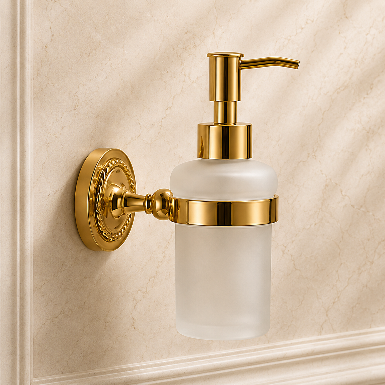 Luxury soap dispenser with wall mount made of brass Verona - refillable and rustproof